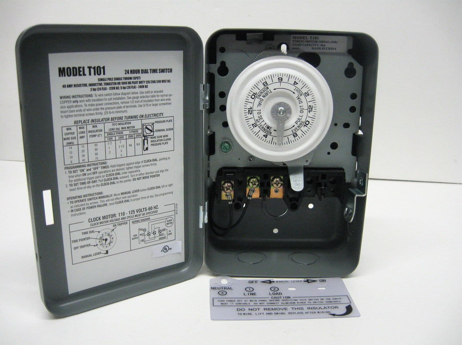 24 Hour On-Off Electro Mechanical Timer 115-125 Volts 40 Amp SPST for 4001-00 5