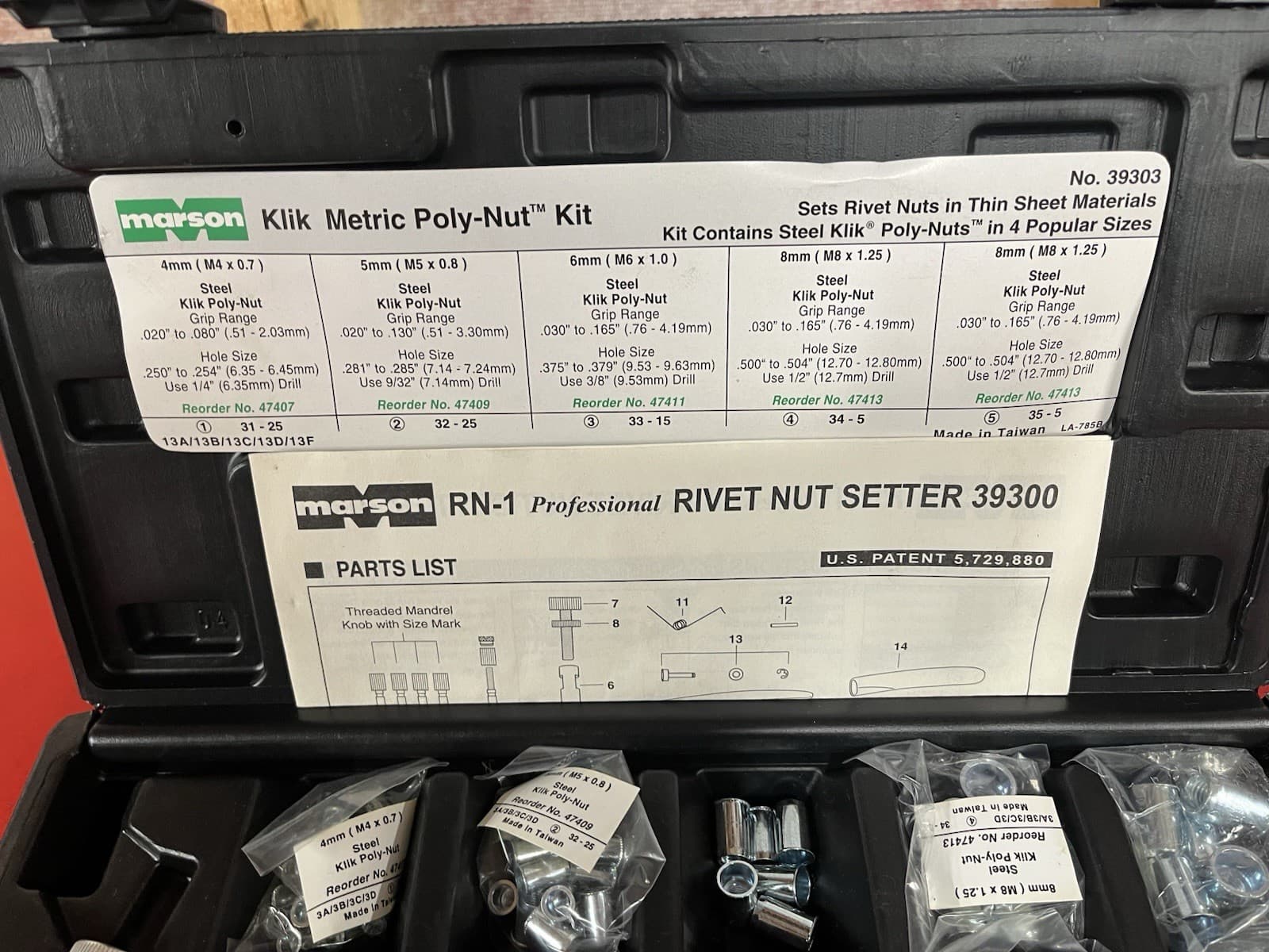 Marson 39303 Metric Poly-Nut Set 5