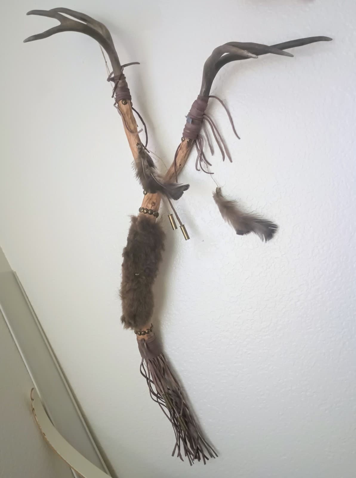 Vintage Apache Deer Antler Talking Stick Original Native American Signed 2