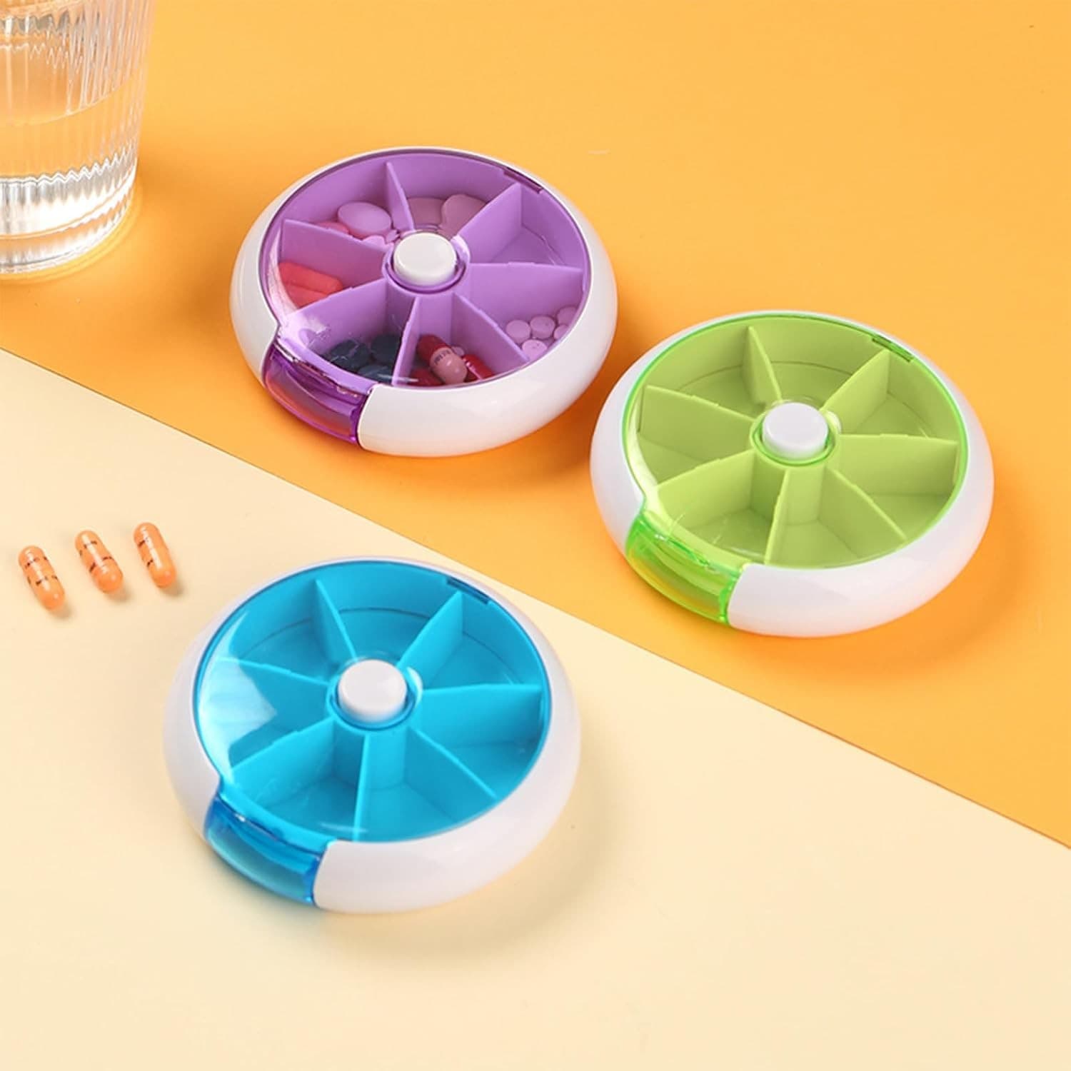 Pill Organizer Weekly 3PCS,INVODA Case 7 Day 3 Times Medicine 3 Group  6