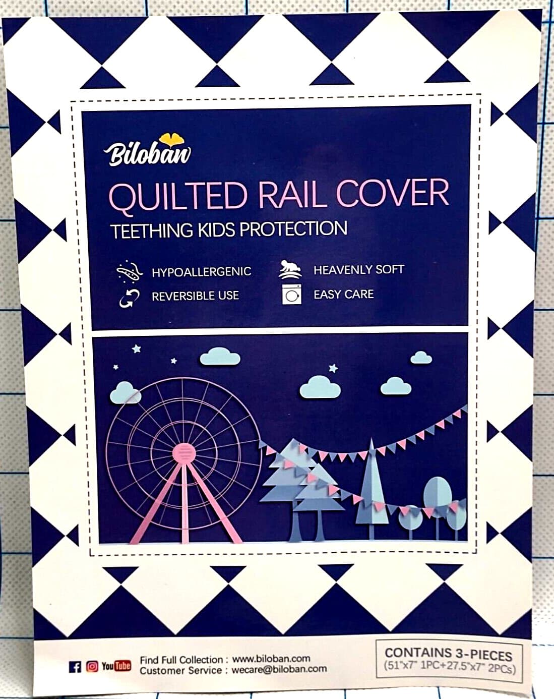 Biloban Pink Padded Crib Rail Cover Teething Protector Baby Infant 4