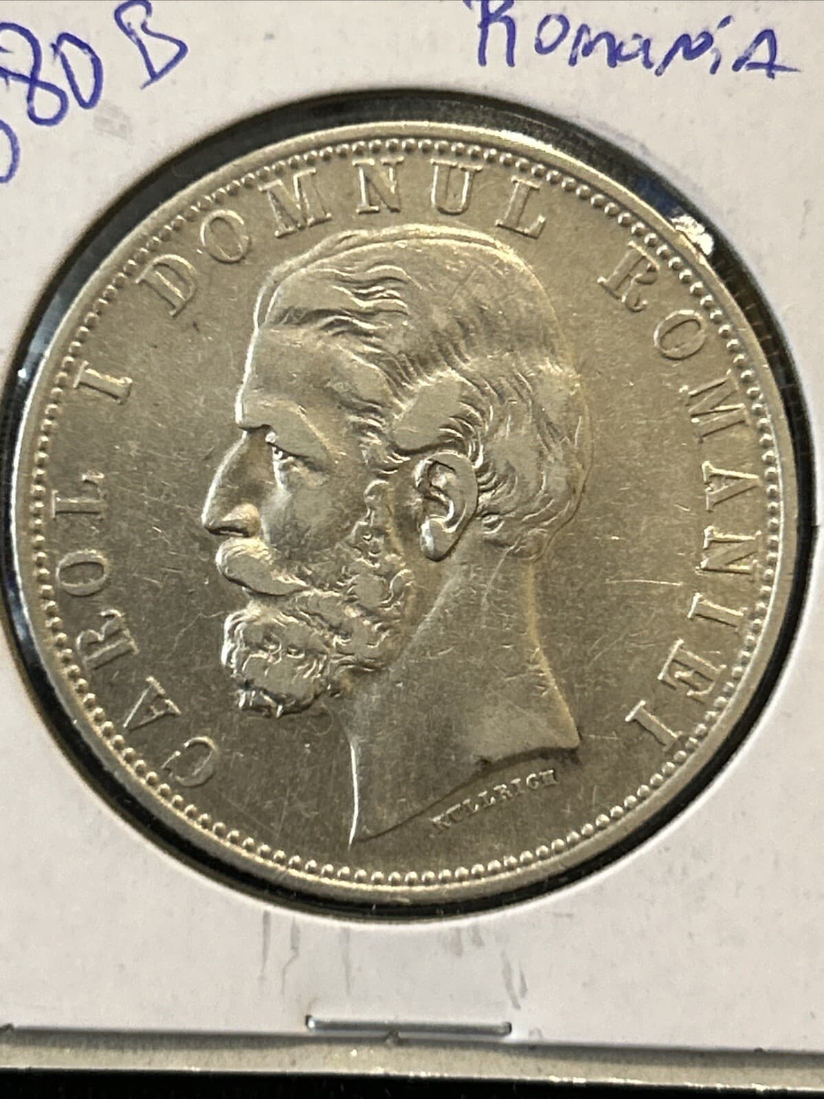 1880-B Romania 5 Lei Name Near Bust 3