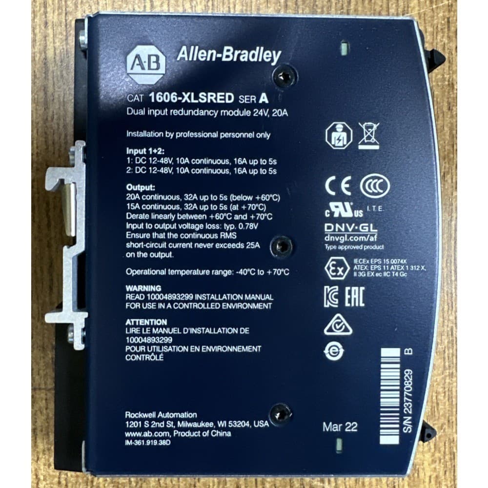 ALLEN-BRADLEY 1606-XLSRED REDUNDANCY MODULE 24V 20A NEW IN BOX 3