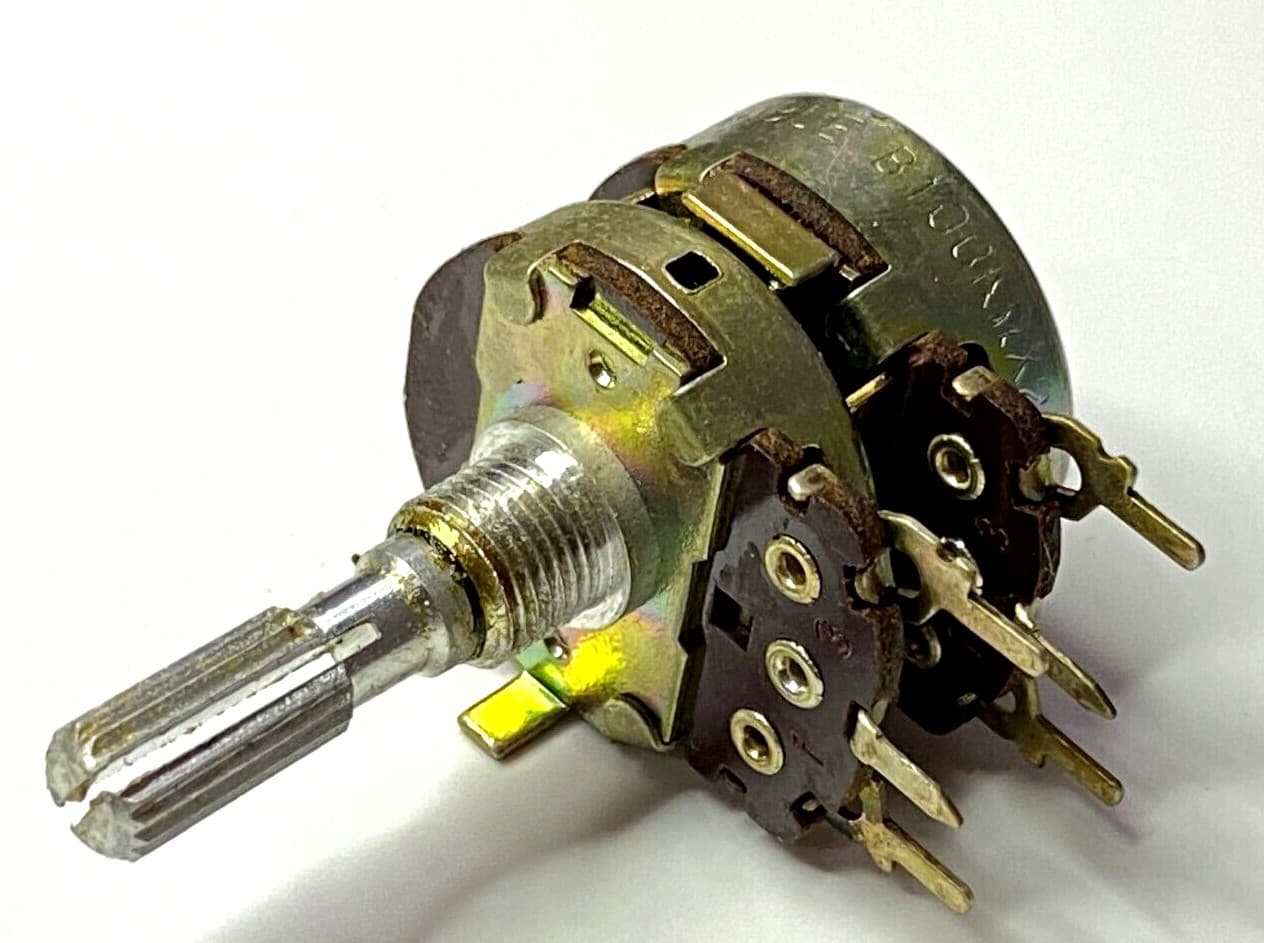 1pcs - NOBLE B-100K x2 2-Gangs DUAL Audio Potentiometer Knurled - JAPAN 2