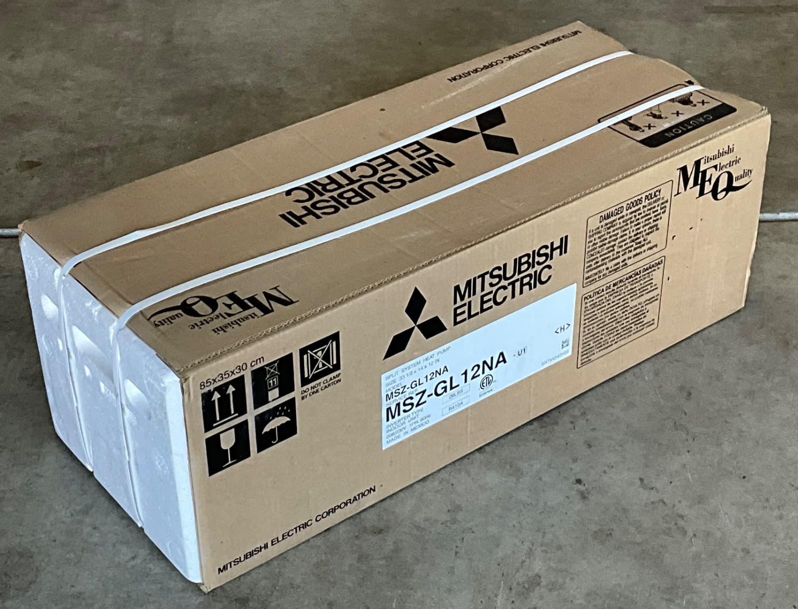 MITSUBISHI ELECTRIC 12K BTU MINI SPLIT SYSTEM HEAT PUMP, MSZ-GL12NA U1, NISB 3