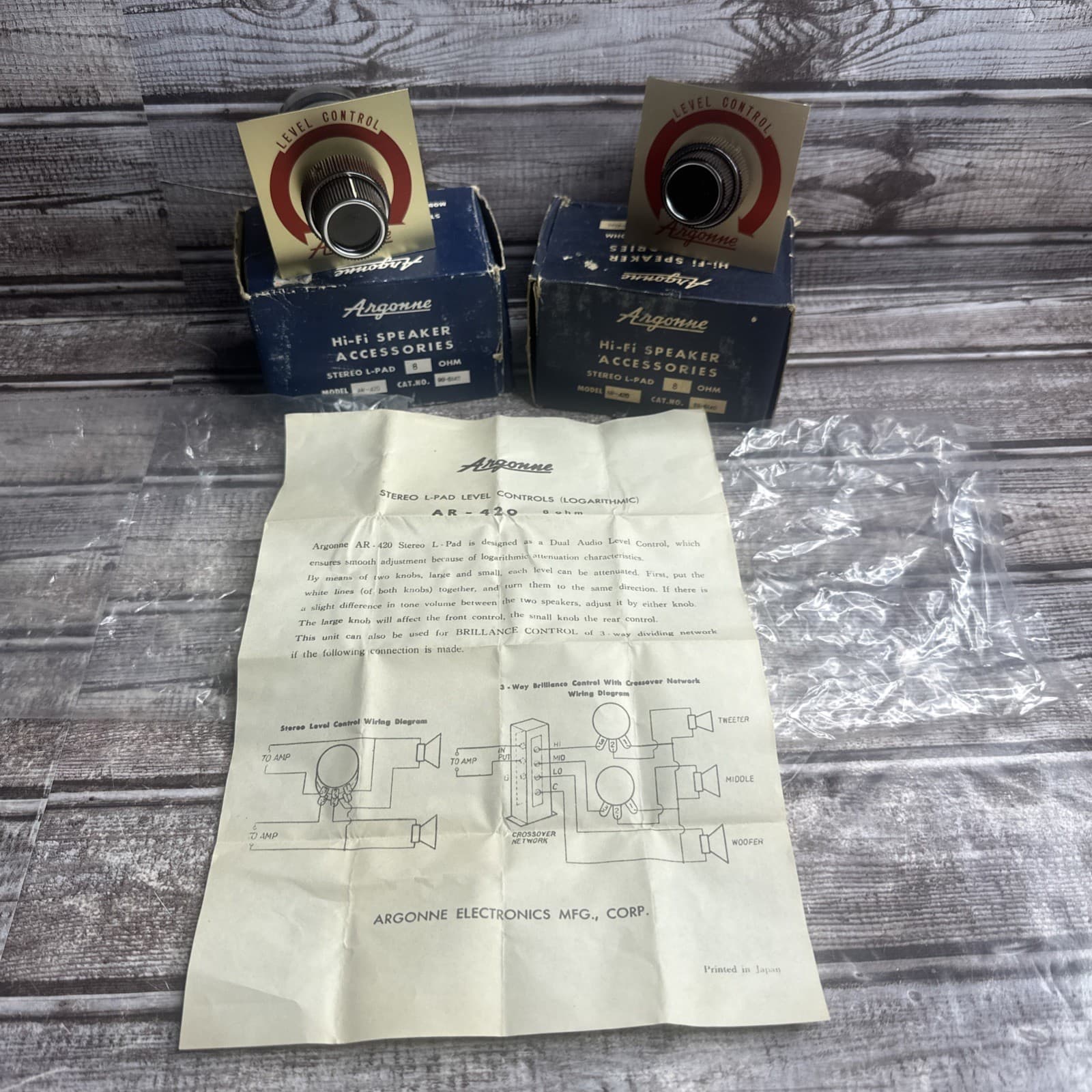 (2) Argonne Hi-Fi Speaker Stereo L-Pad 8 Ohm Model AR-420 Catalog #99-6140 NOB 2
