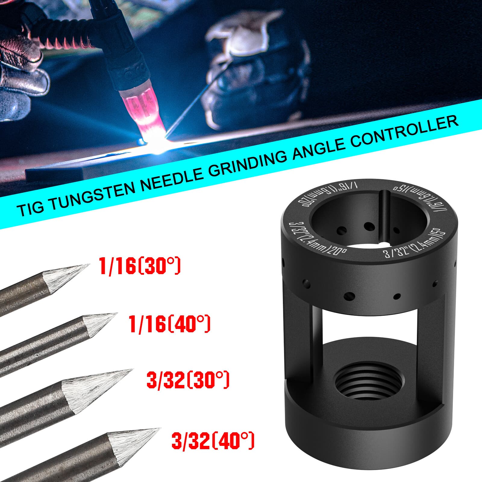Tungsten Electrode Sharpener Grinder Multi-Angle Offsets Head Tool TIG Welding 4