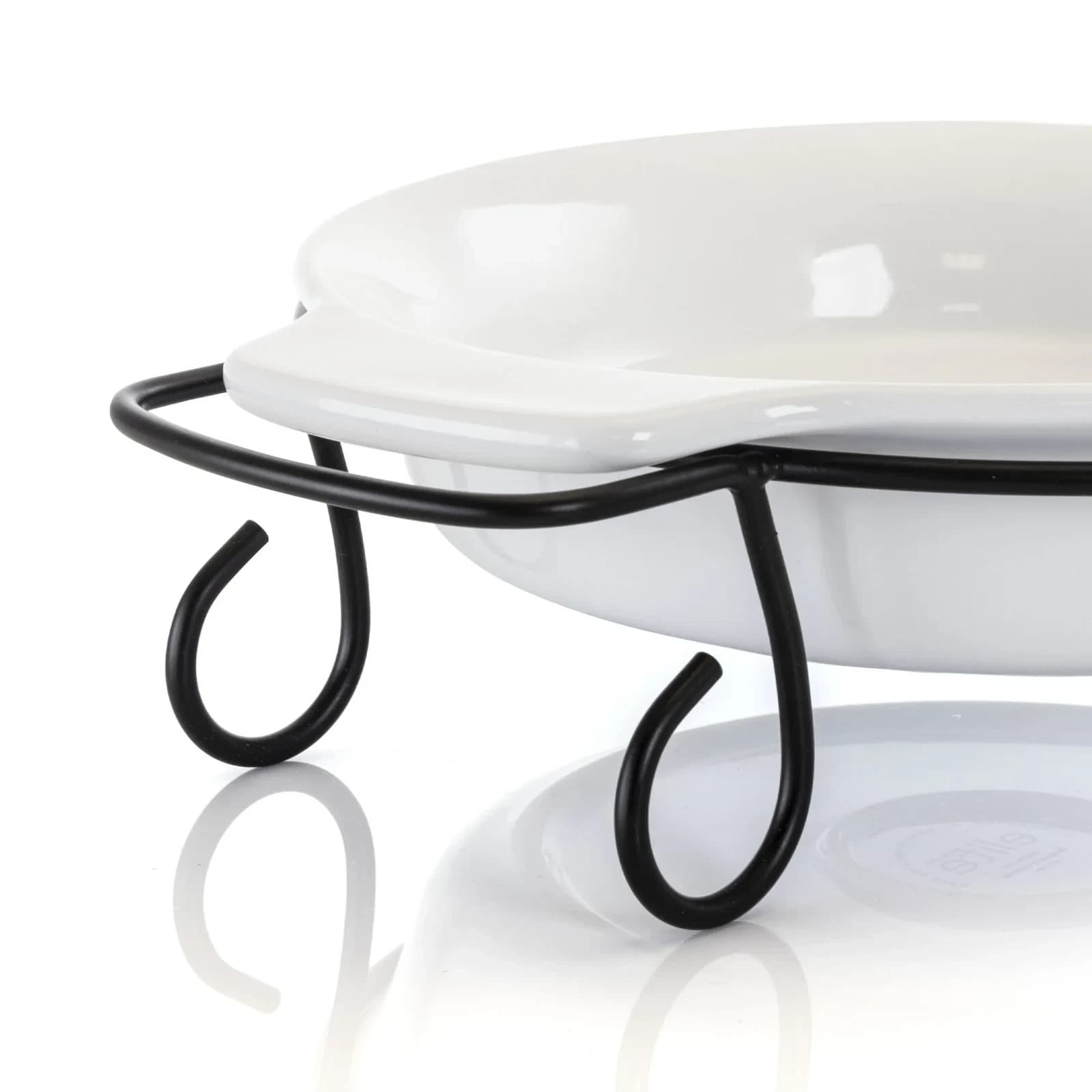 Gibson Elite Bakeware 2pc White Stoneware Baking Dish w/ Metal Rack Holder 5