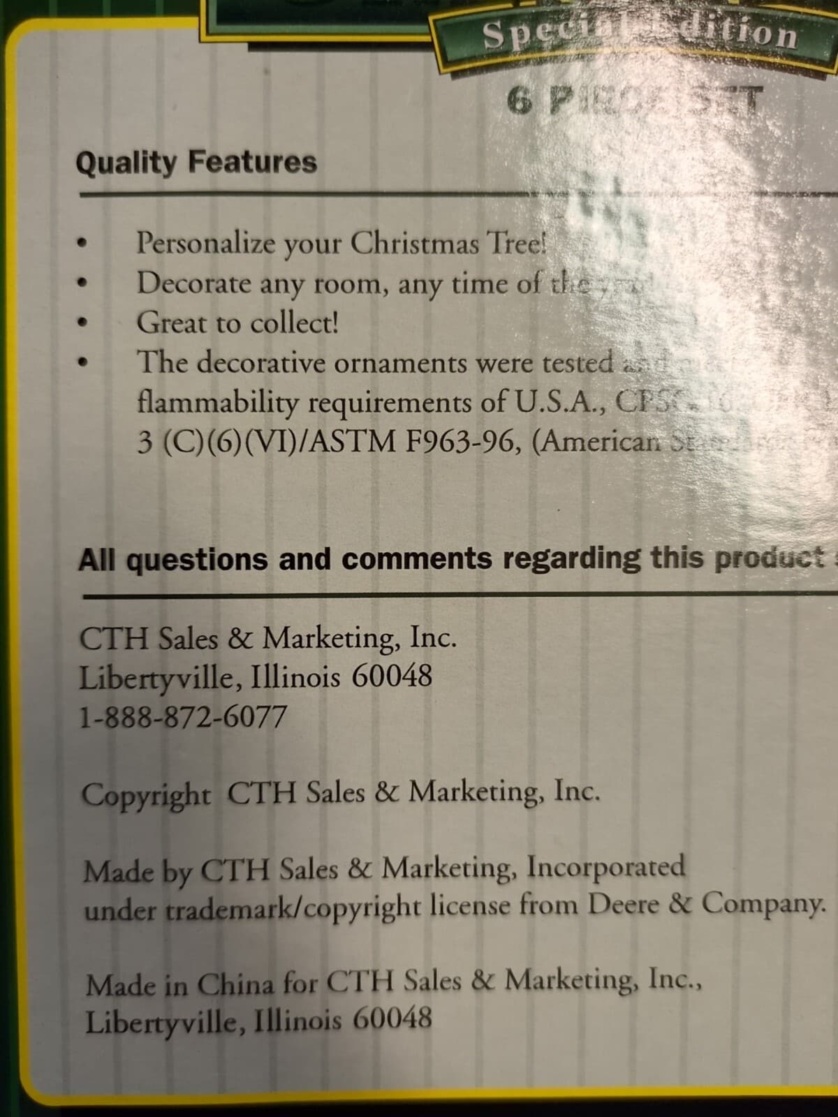 John Deere MODEL-A Gold Special Edition 6-Piece Ornament Set  3