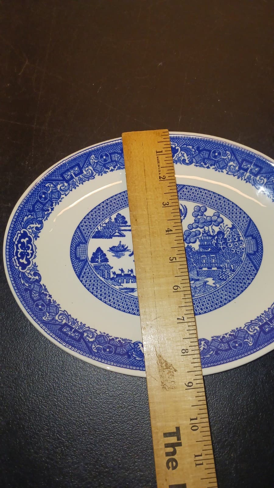 Vintage Blue Willow Serving Platter 11" x 8" Ironstone Plate Transferware  3