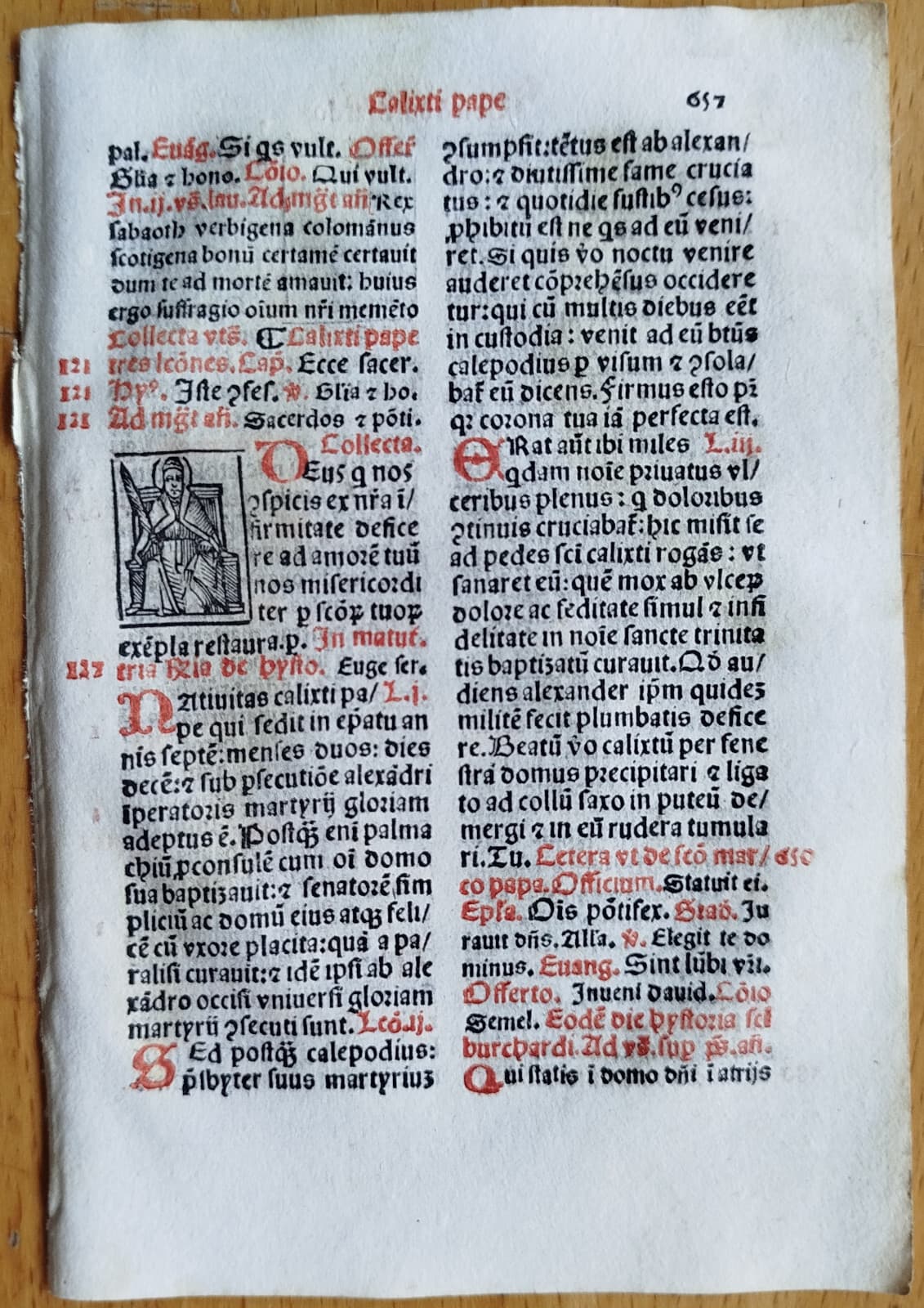 Post Incunable Leaf Brevarium Pataviensis Small Woodcut (657) - 1508