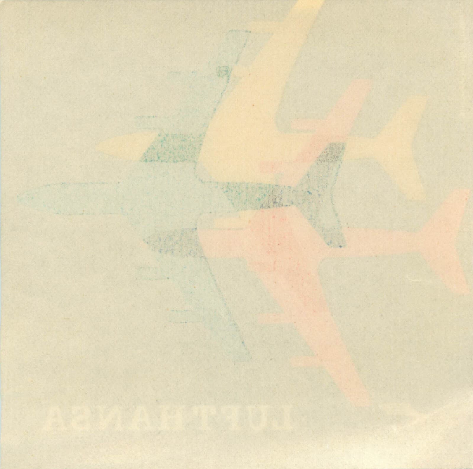 LUFTHANSA Airlines ~Colorful DECO Graphics~ Old Airline Luggage Label, 1955 2