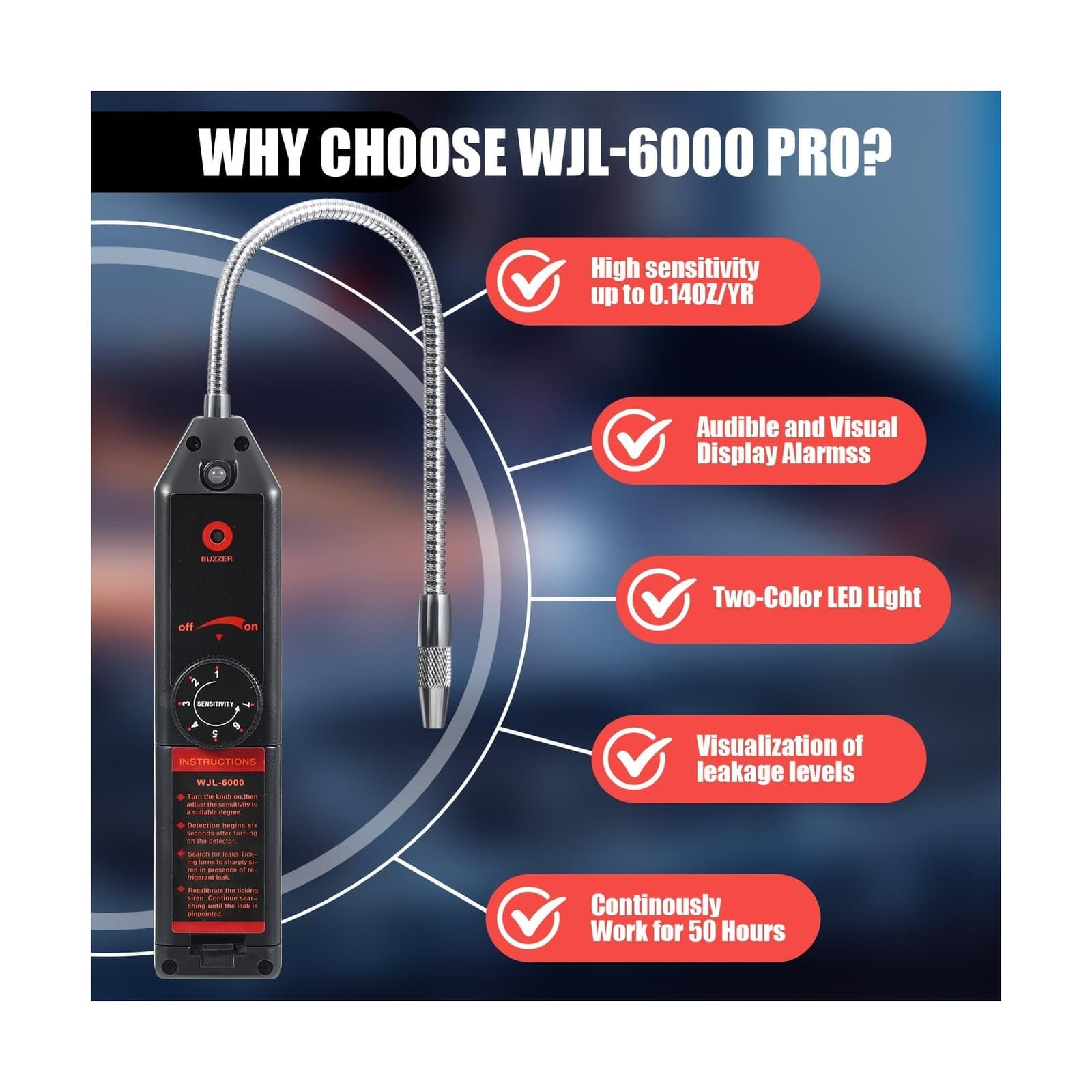 AC Leak Detector Kit WJL-6000UV Refrigerant Leak Detector Auto Air ... Fast Ship 5