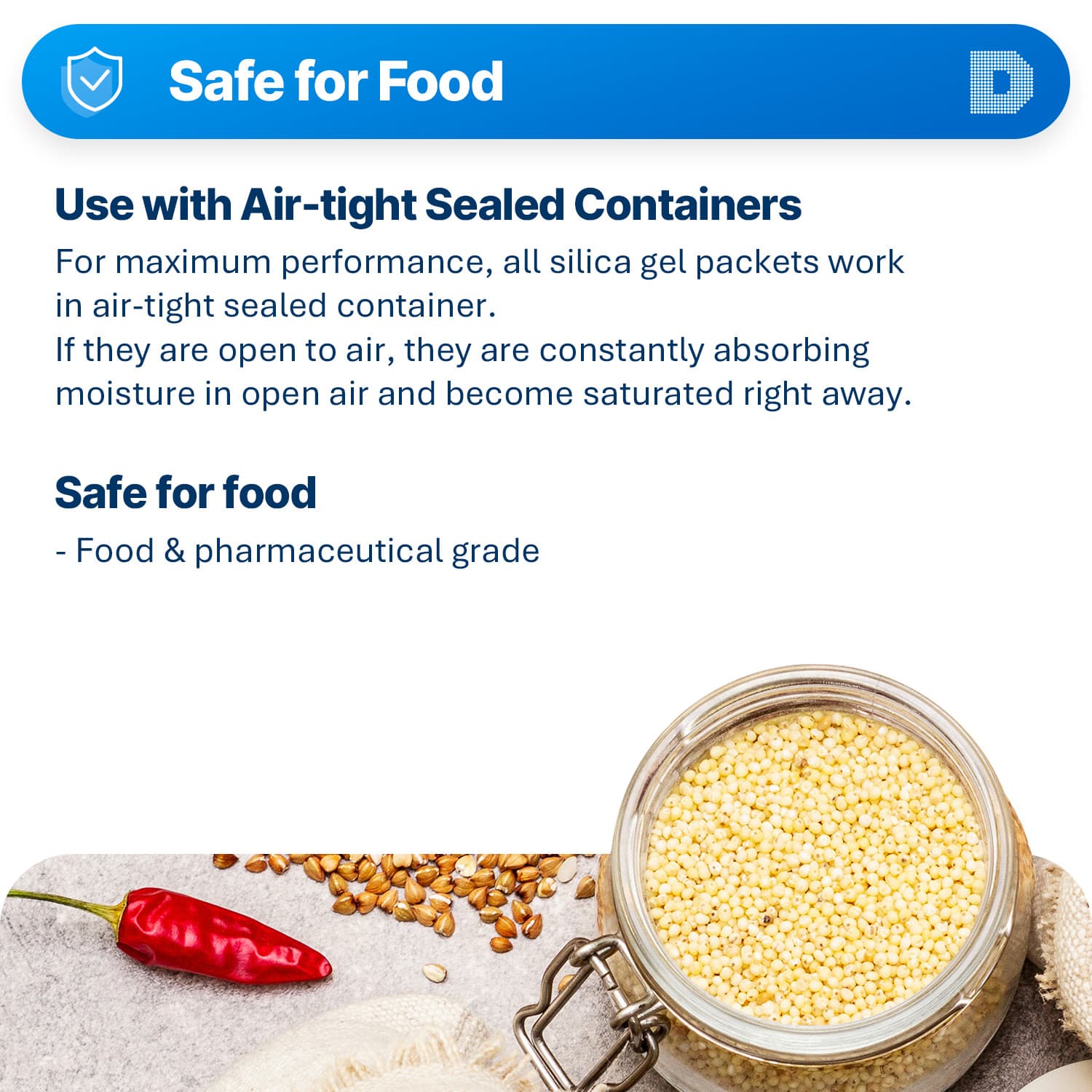 1 gram X 200 PK "Dry & Dry" Food Grade Orange Indicating Silica Gel Packets 3