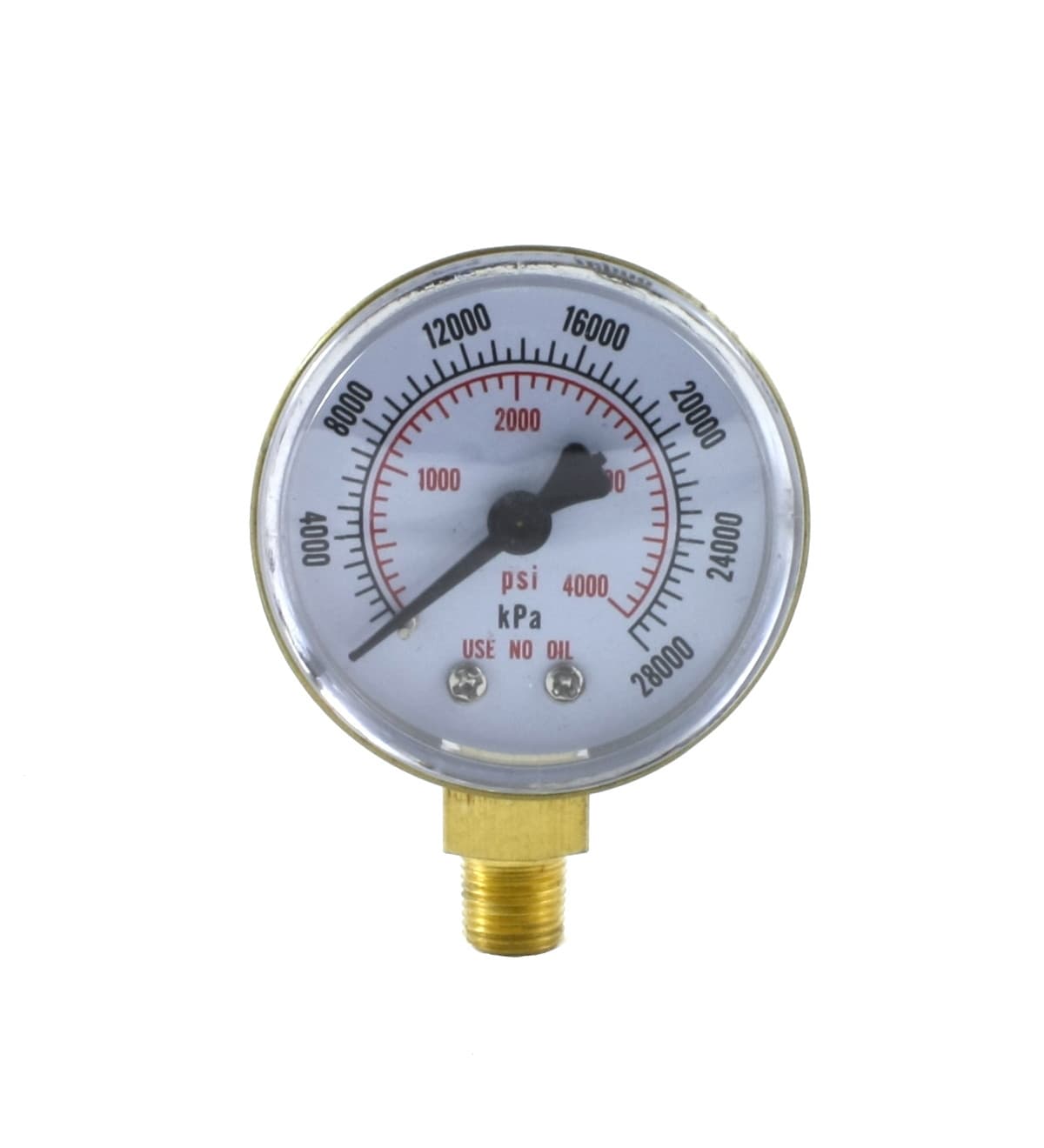 High Pressure Gauge for Oxygen Regulator 0-4000 psi 2 inches - 1/8" NPT Thread