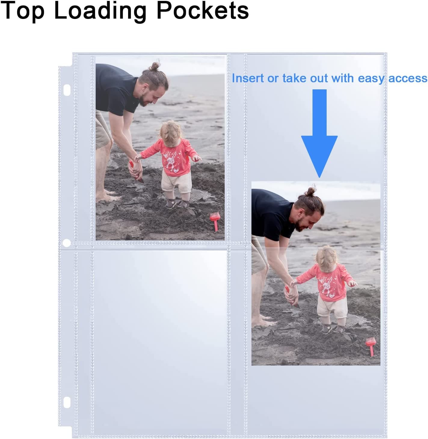 30 Pack 3.5X5" Photo Album Refill Pages for 3 Ring Binder,Ultra-Clear Photo Slee 3