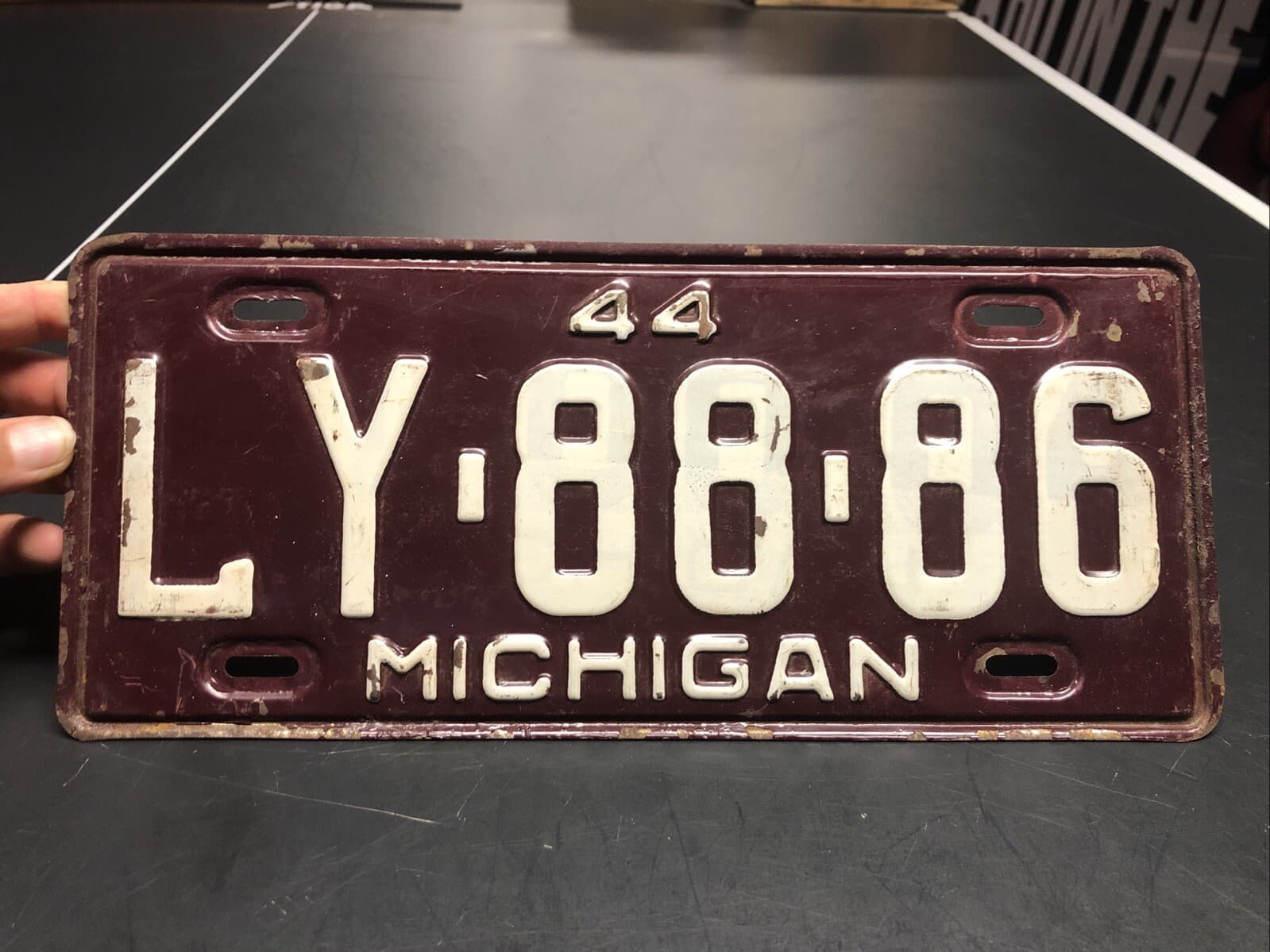 1944 Michigan License Plate LY 88 86