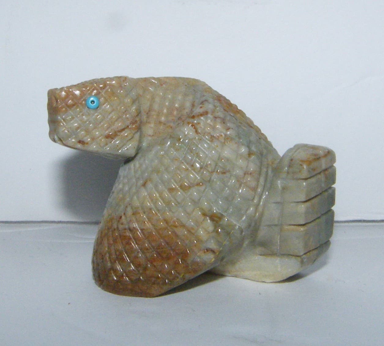 Vtg Kent BANTEAH Rattlesnake Native American Zuni Carved Stone Fetish Snake 1.5" 4