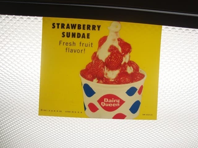 Circa 1961 Dairy Queen, DQ Lighted Sign Insert, STRAWBERRY SUNDAE,Yellow Version 2
