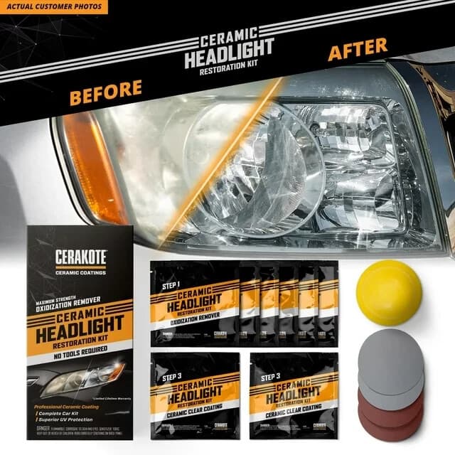 CERAKOTE® Ceramic Headlight Restoration Kit - Maximum Strength Oxidation Remover 4