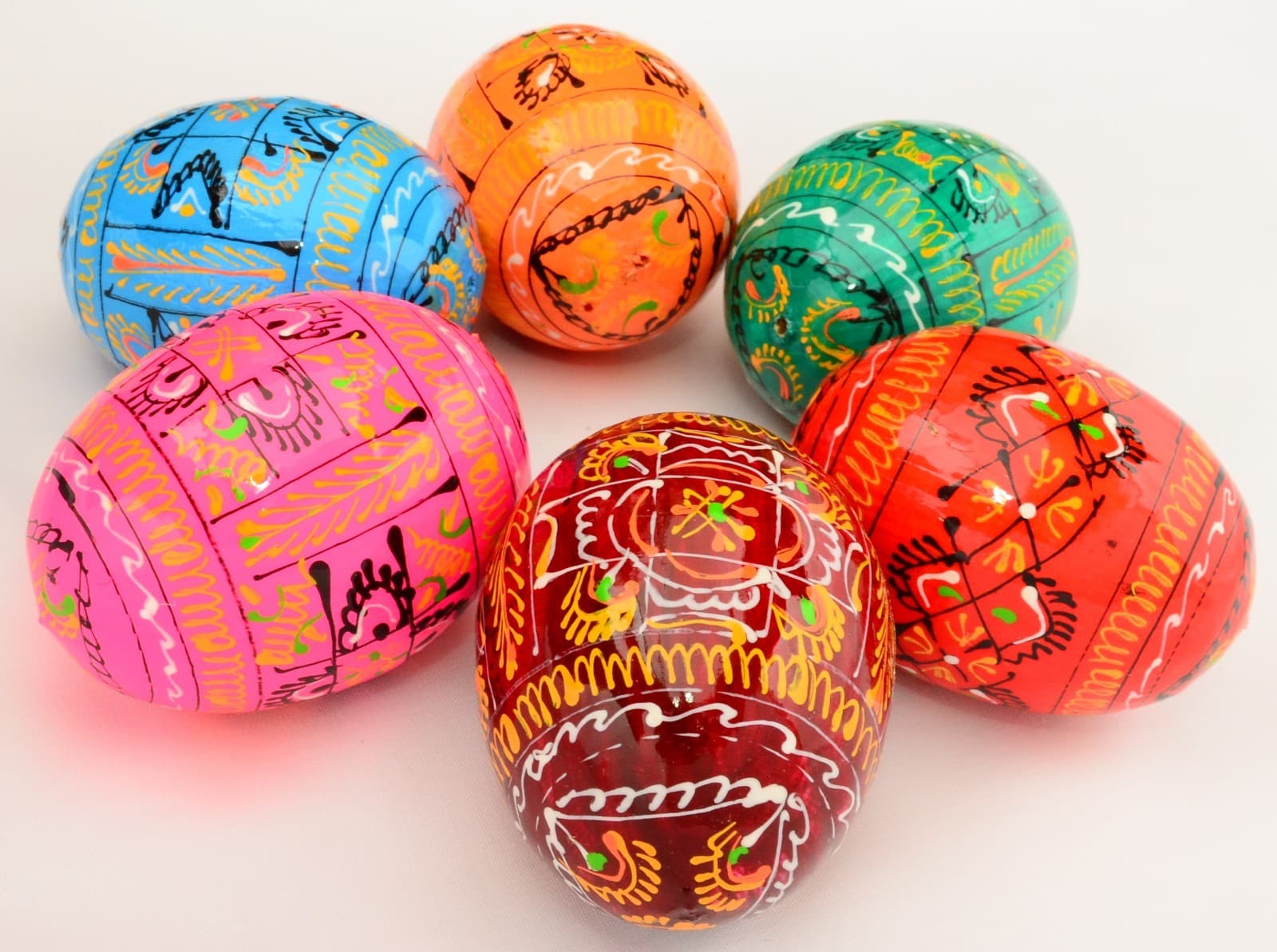 6 Wooden Ukrainian Pysanky Pysanka Easter Painted Eggs 6