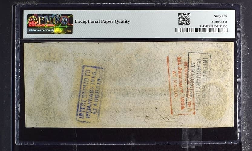 1862-63 $100 Confederate States of America Note T-41 PMG 65 EPQ 2