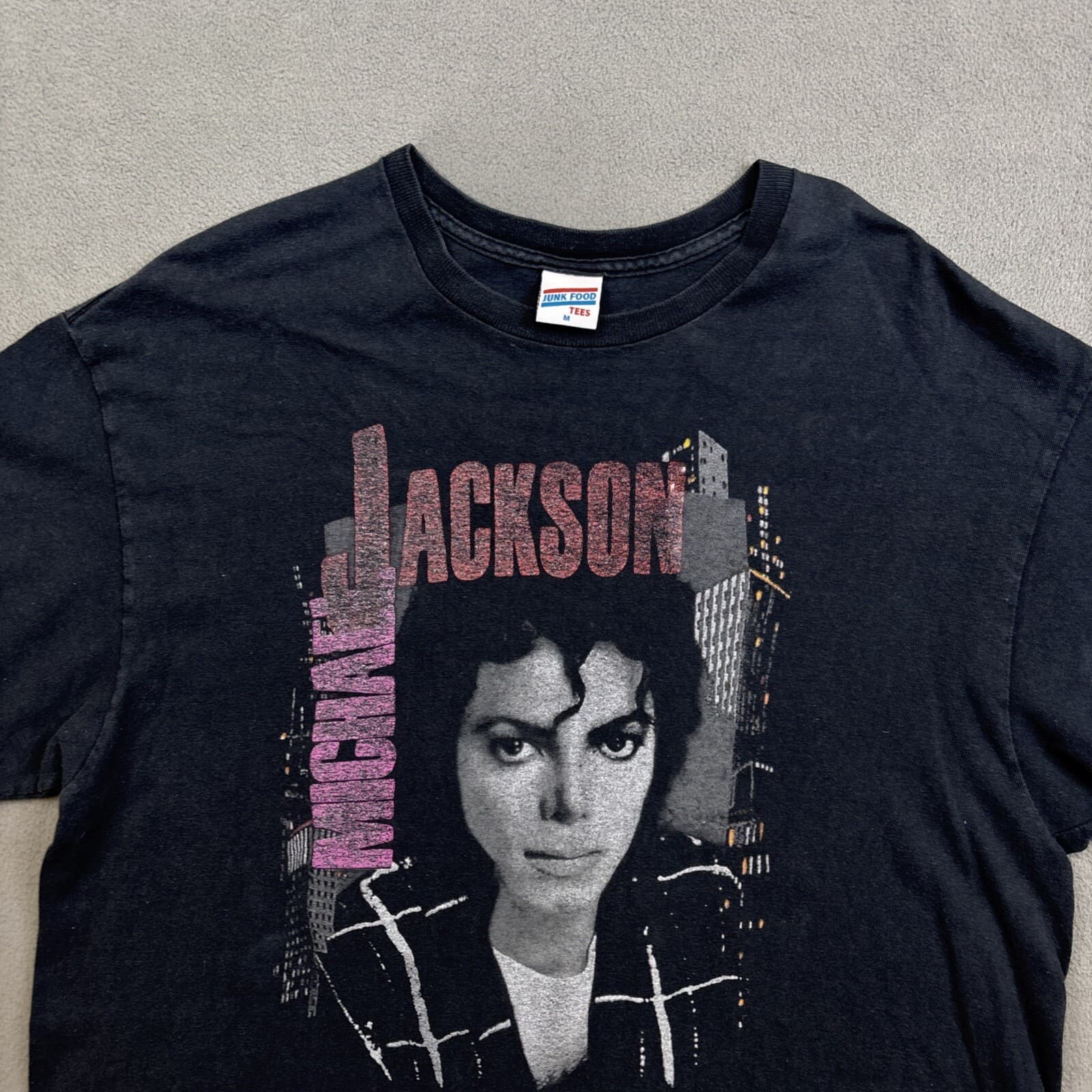 Junk Food Michael Jackson Bad Tour '88 Short Sleeve Top Gray Shirt Size M 3