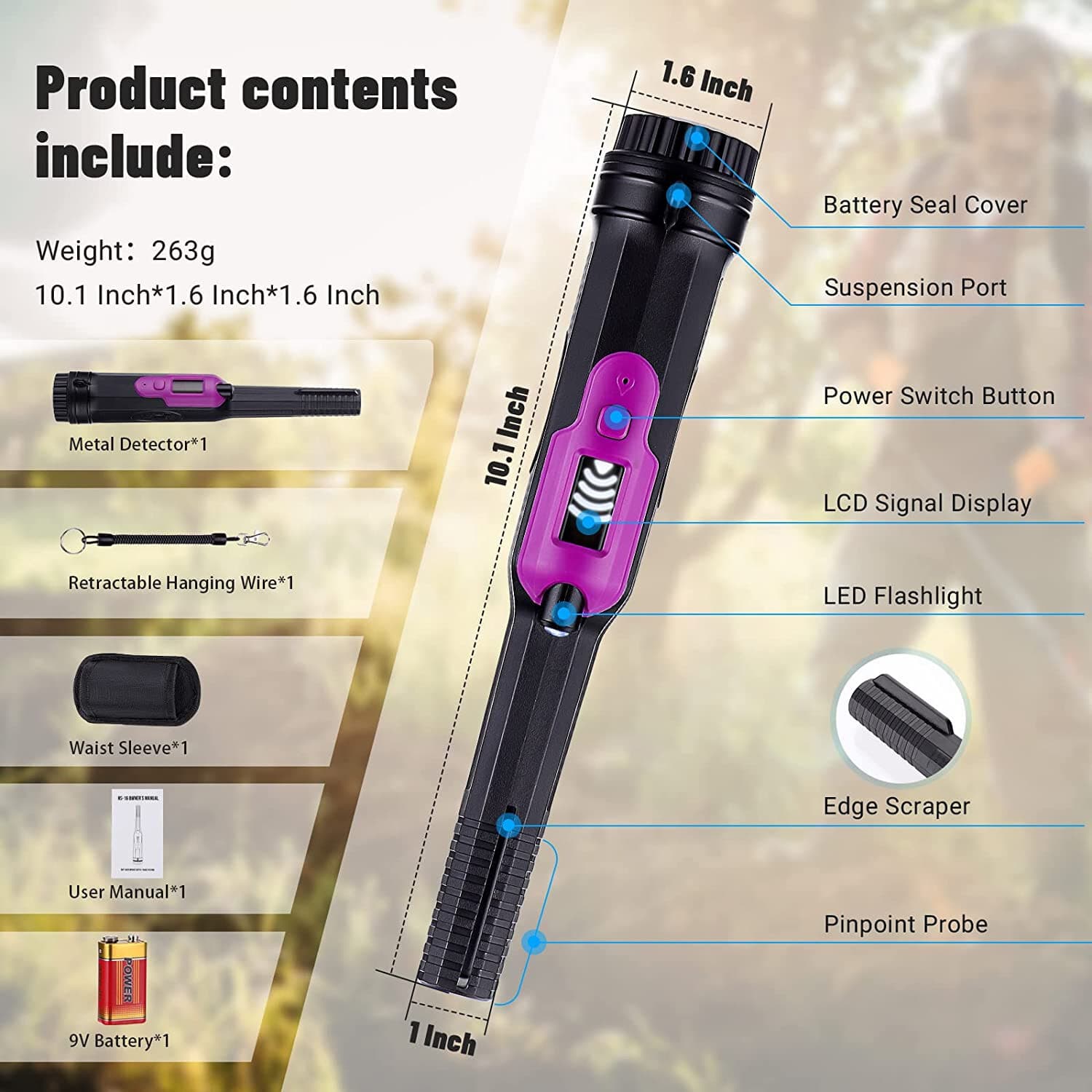 Metal Detector Pinpointer Waterproof Handheld Pin Pointer Search  Finder Probe 2