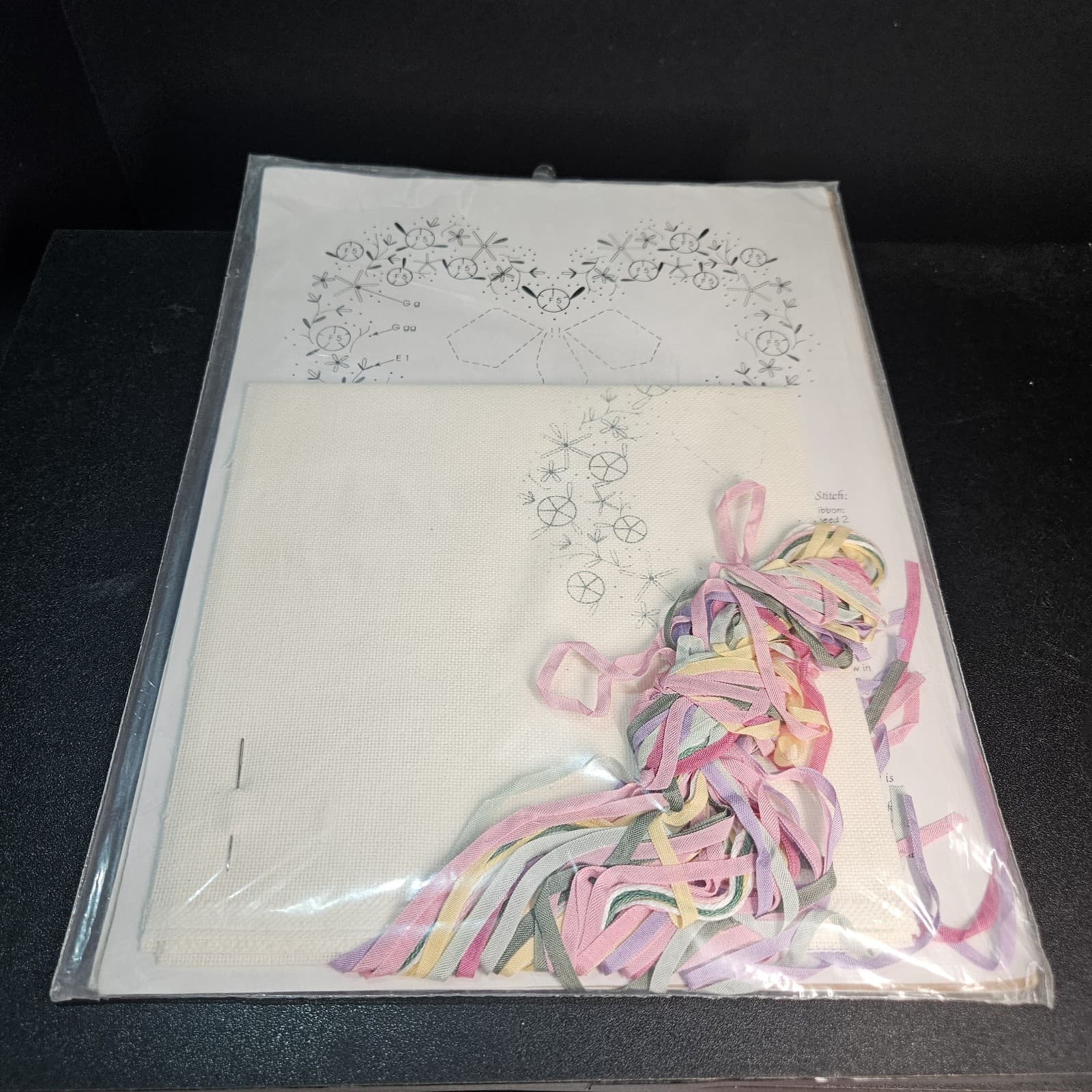 True Colors Ribbon Embroidery Kit Victorian Heart SRK0006 Complete Kit VTG 3