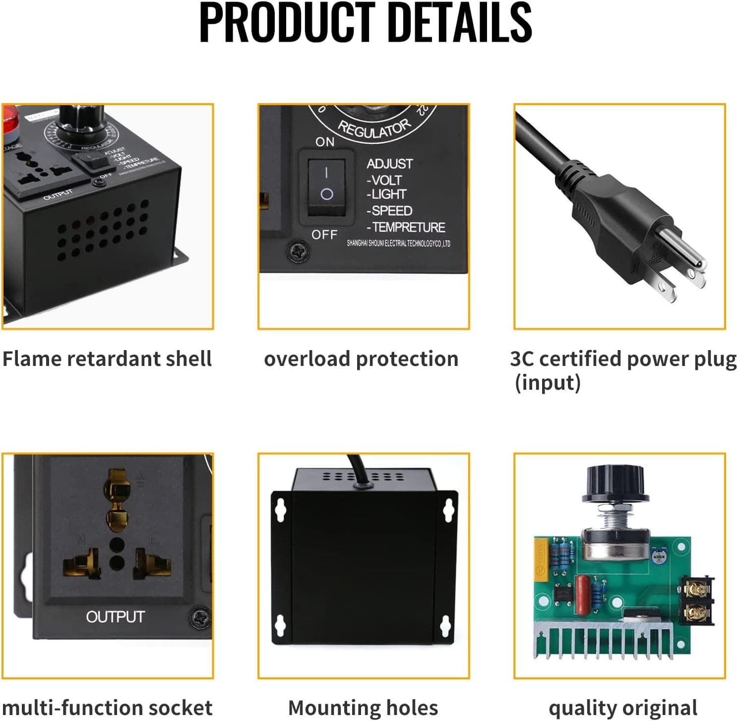 Electric Motor Variable Speed Controller - 120V~220V 15A 4000W AC Motor Speed US 6