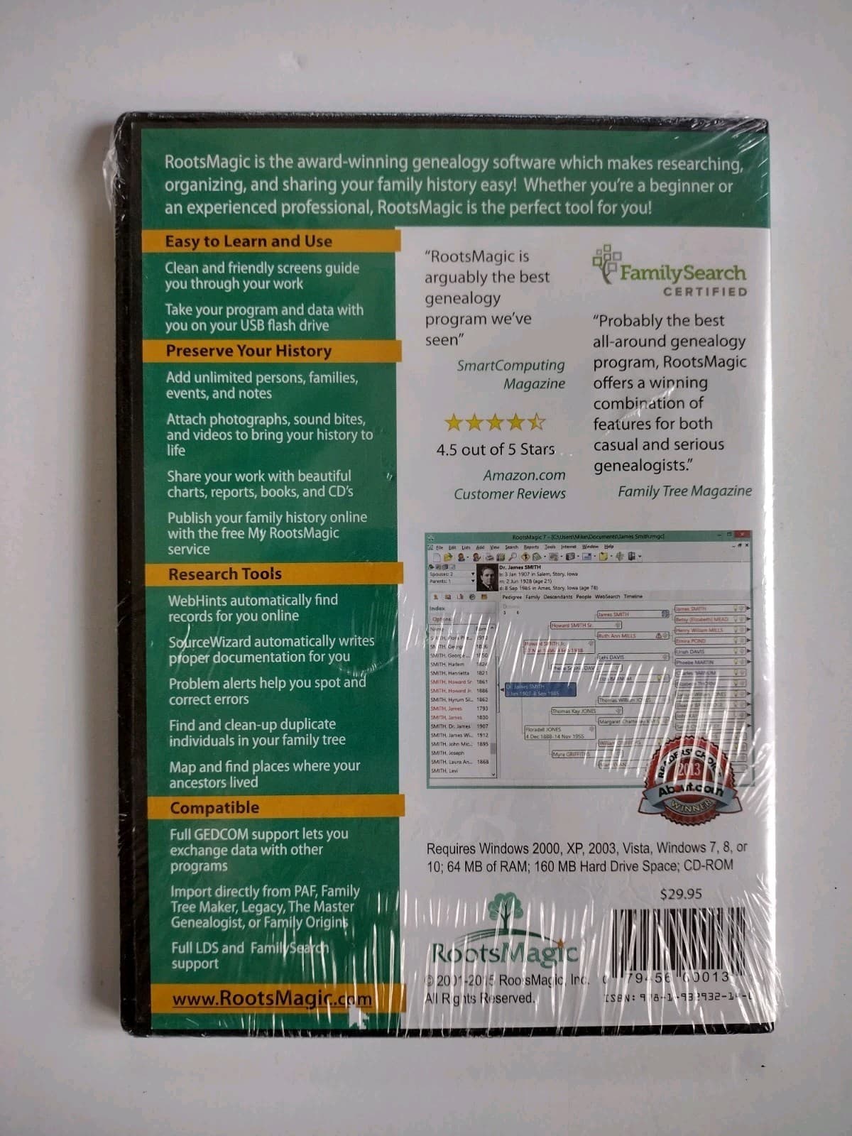 RootsMagic 7 Family Tree Genealogy CD Roots Magic 2015 New Sealed Free Shipping  2