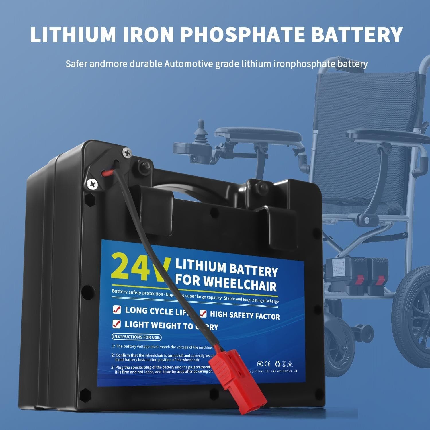 24V Li-ion Battery Pack  Replacement for Electric Wheelchair With BMS 5