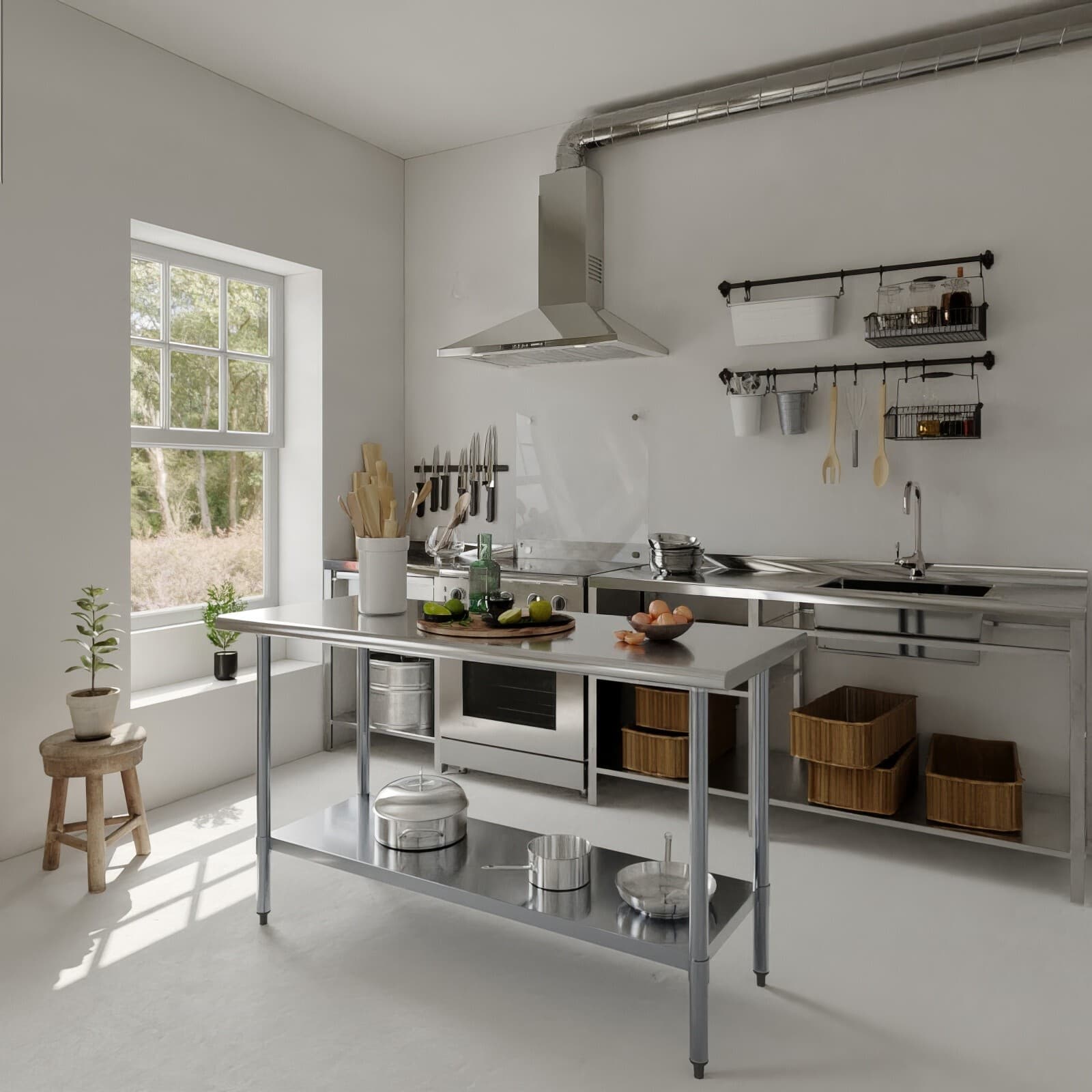 Jefferson 24 in. x 60 in. Stainless Steel Table With Shelf. NSF 5