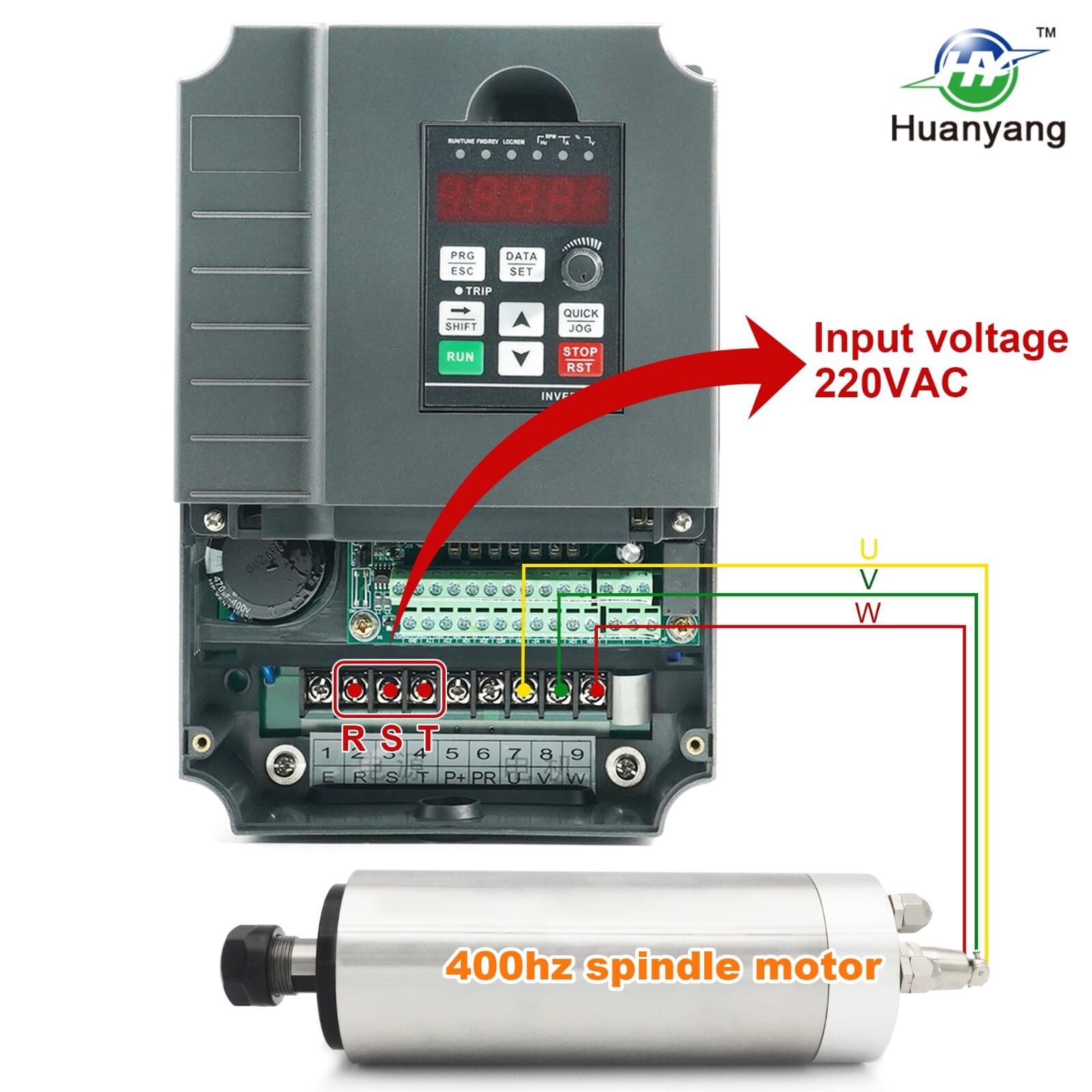Huanyang VFD 220V 7.5HP 5.5KW 25A Vector Control Variable Frequency Drive CNC 5