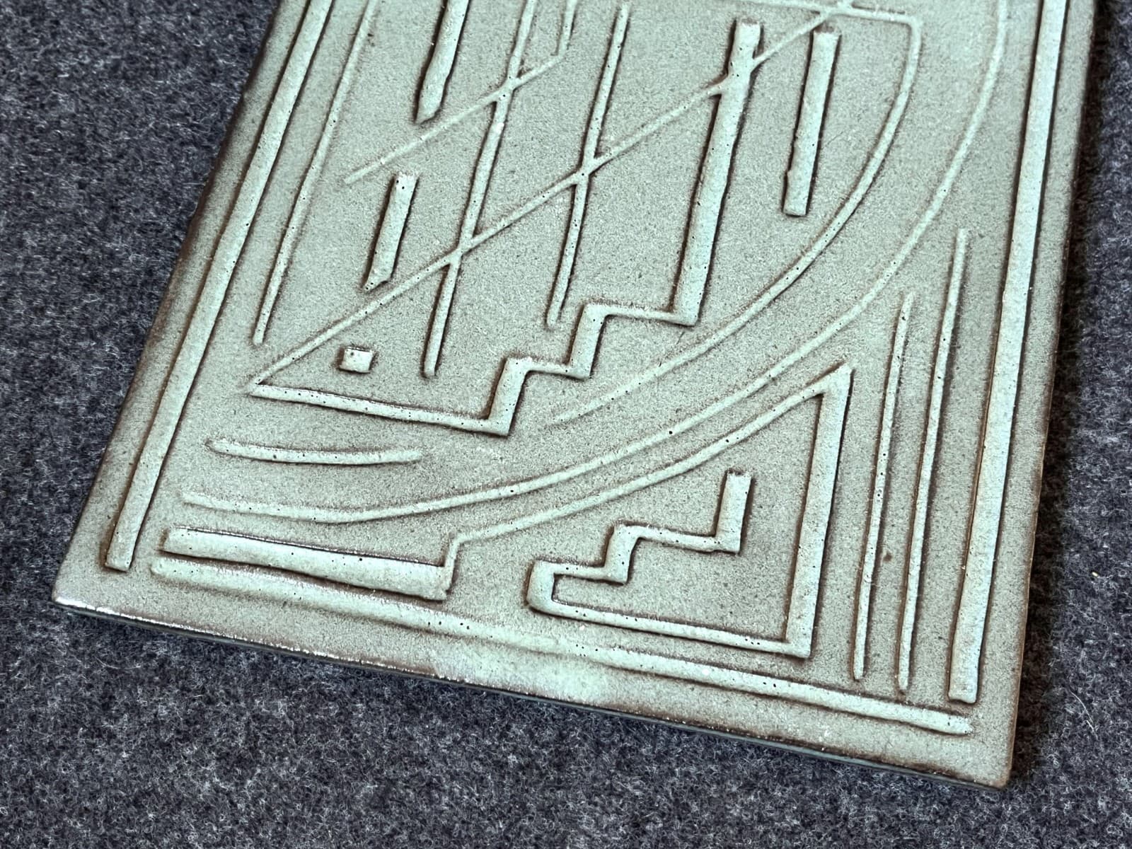 Handmade Ceramic Trivet Tile Abstract Modern Green *READ 5