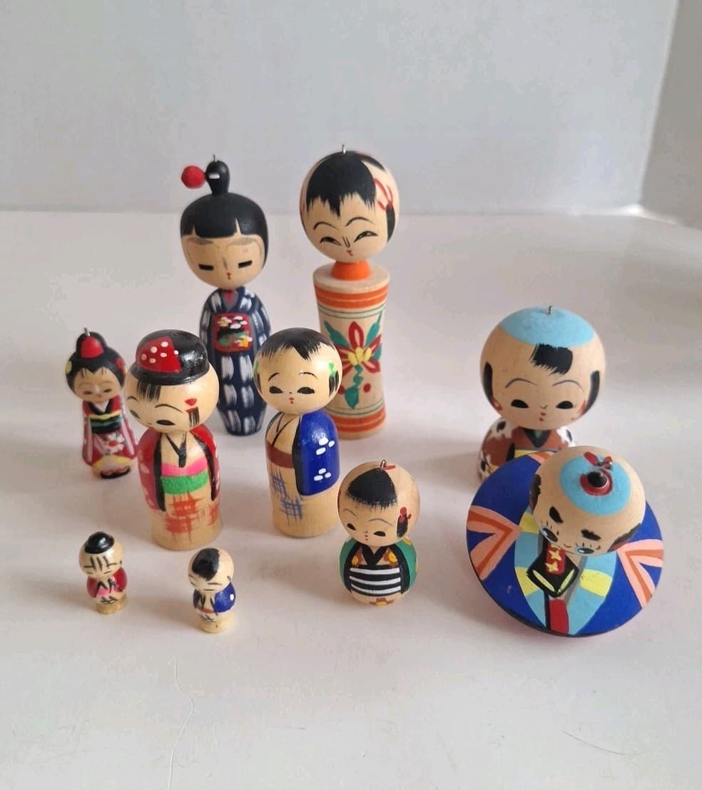  Japanese Kokeshi Wooden Doll  Lot Bulk Japan  2