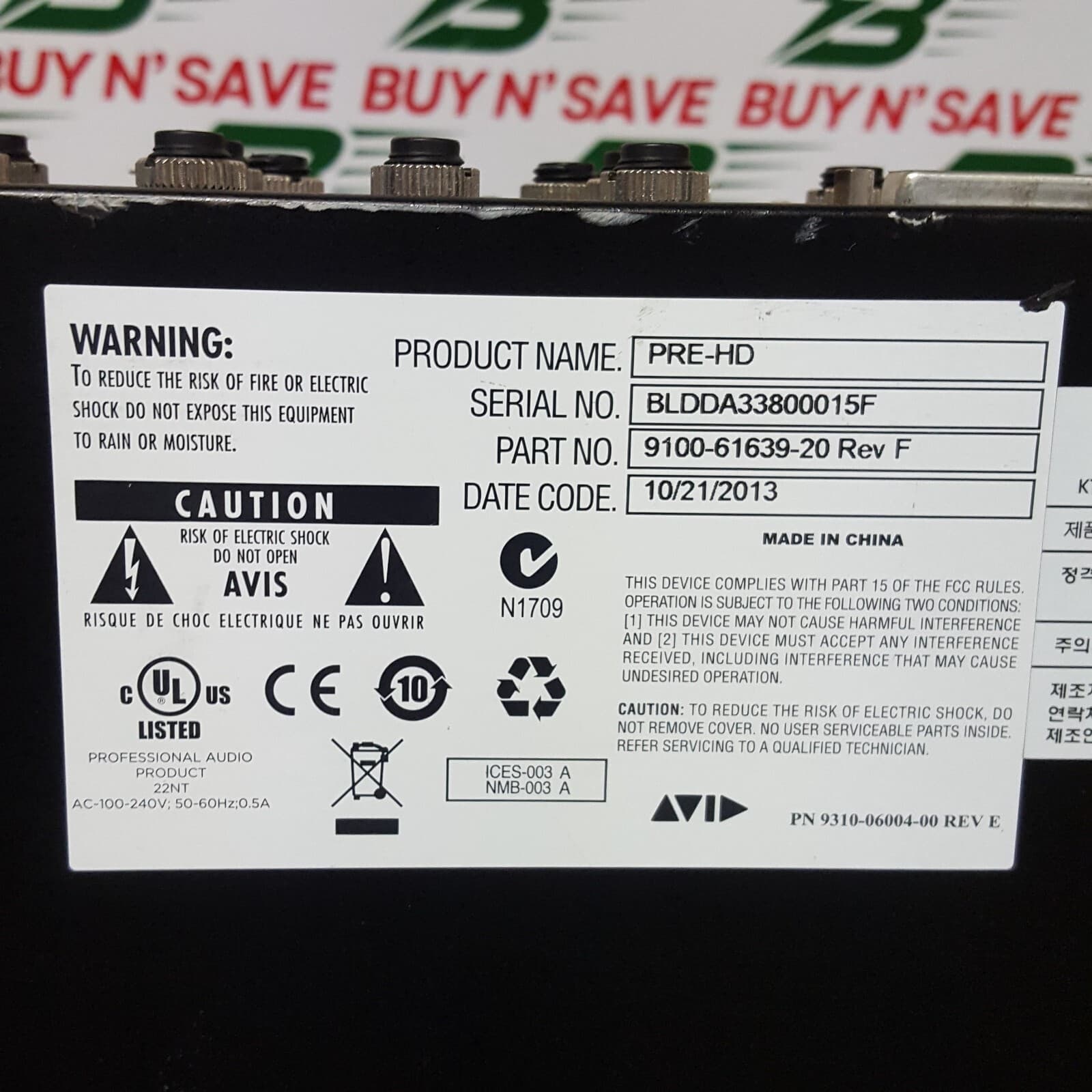 AVID PRE HD 9100-61639-20 PRE Interface  w/Power Cord - USED 2