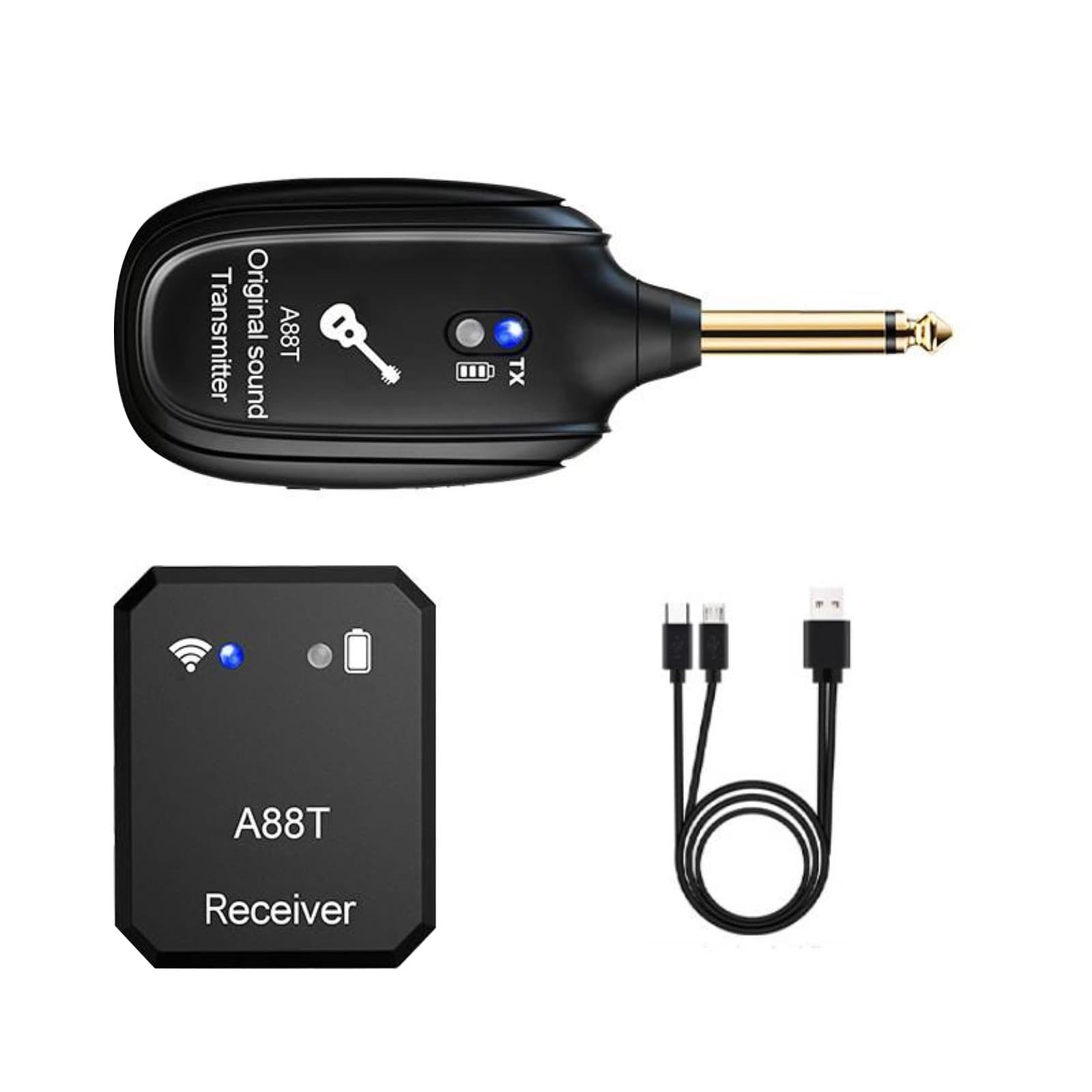Black Rechargeable ABS Wireless In-Ear Monitor System Transmitter Receiver 4