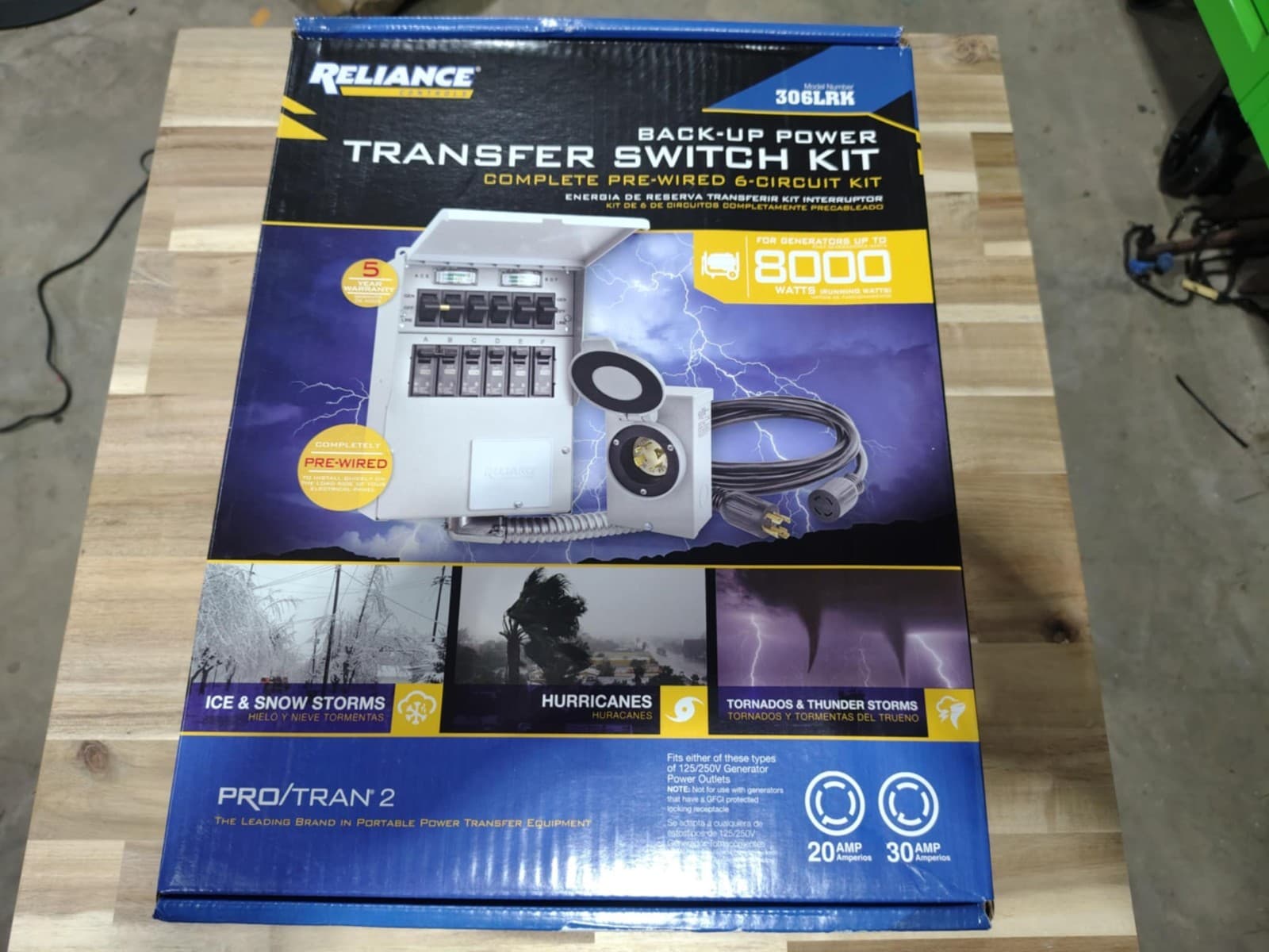 Reliance 306LRK 30Amp BackUp Power Manual Transfer Switch Kit PreWired 6-Circuit
