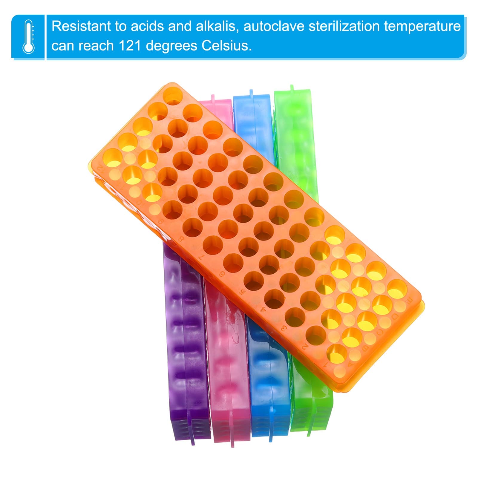 60 Wells Tube Rack, 1set Vial Rack for Tubes 0.2/0.5/1.5/2ml, Red,Purple 4