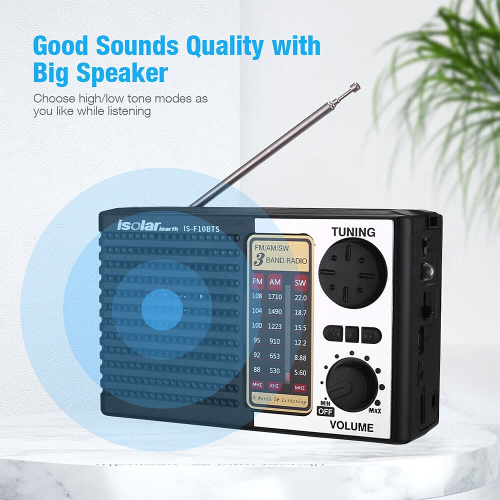 Solar Portable FM/AM SW Radio Digital Bluetooth Speaker MP3 Player Rechargeable 4