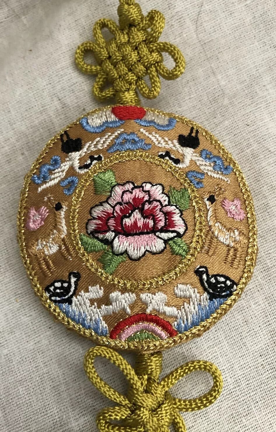 Oriental Asian Lot Of 4 Bookmarks W Panda Bears & Lucky Knot Wall Hanging VTG 6