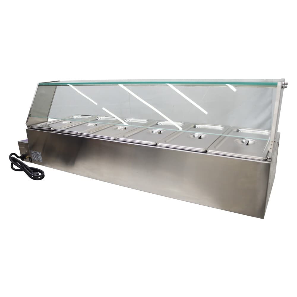 6×1/3Pan Stainless Food Warmer Electric Heating Steamer 6'' Deep Easy Clean 110V 4