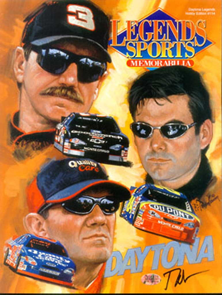 Dale EARNHARDT SR Jeff Gordon Dale Jarrett Lithograph Signed by Artist 16” x 20” 5