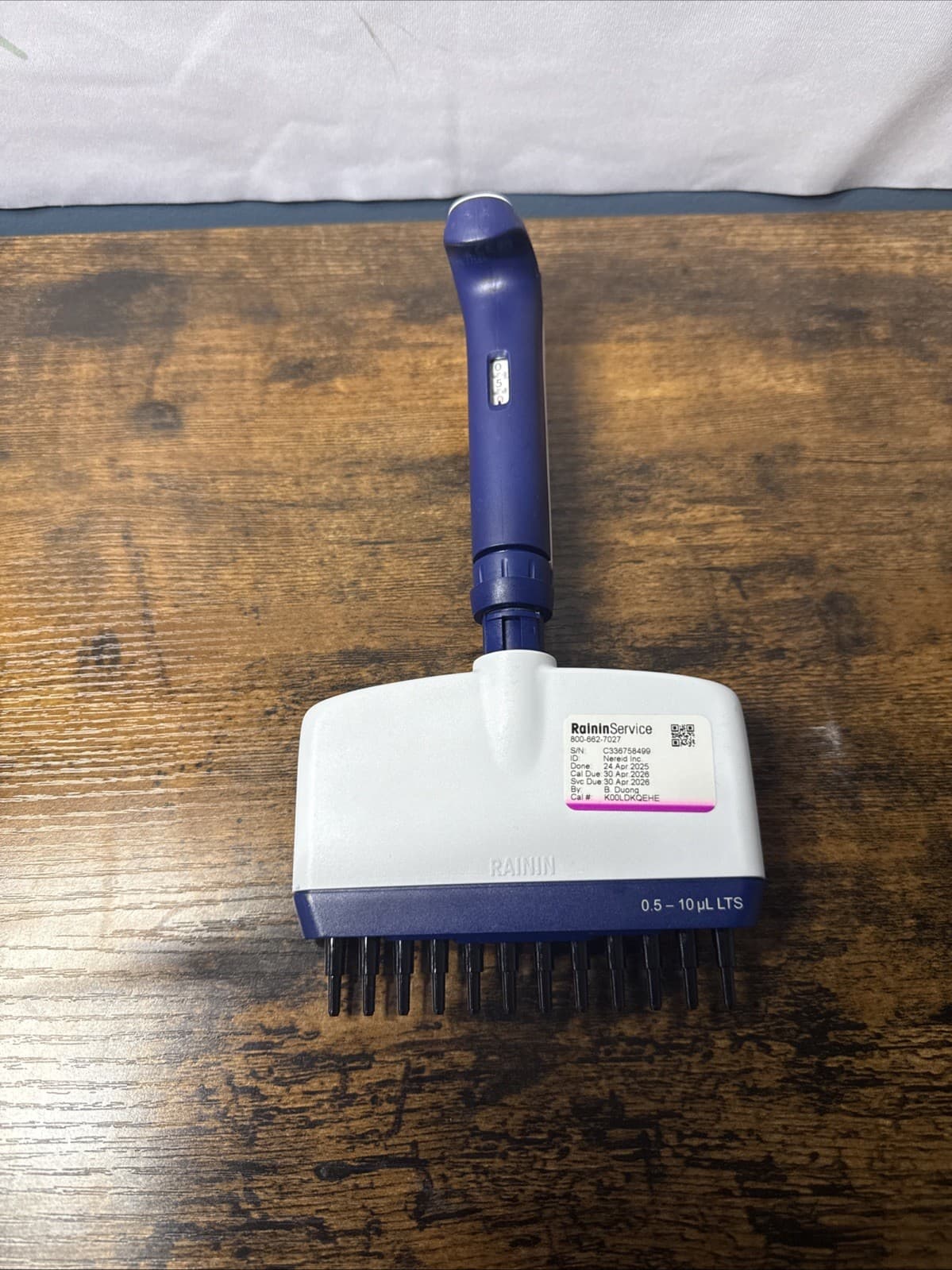 Rainin Pipet-Lite XLS L10 0.5-10ul 12-Channel Multichannel Pipette