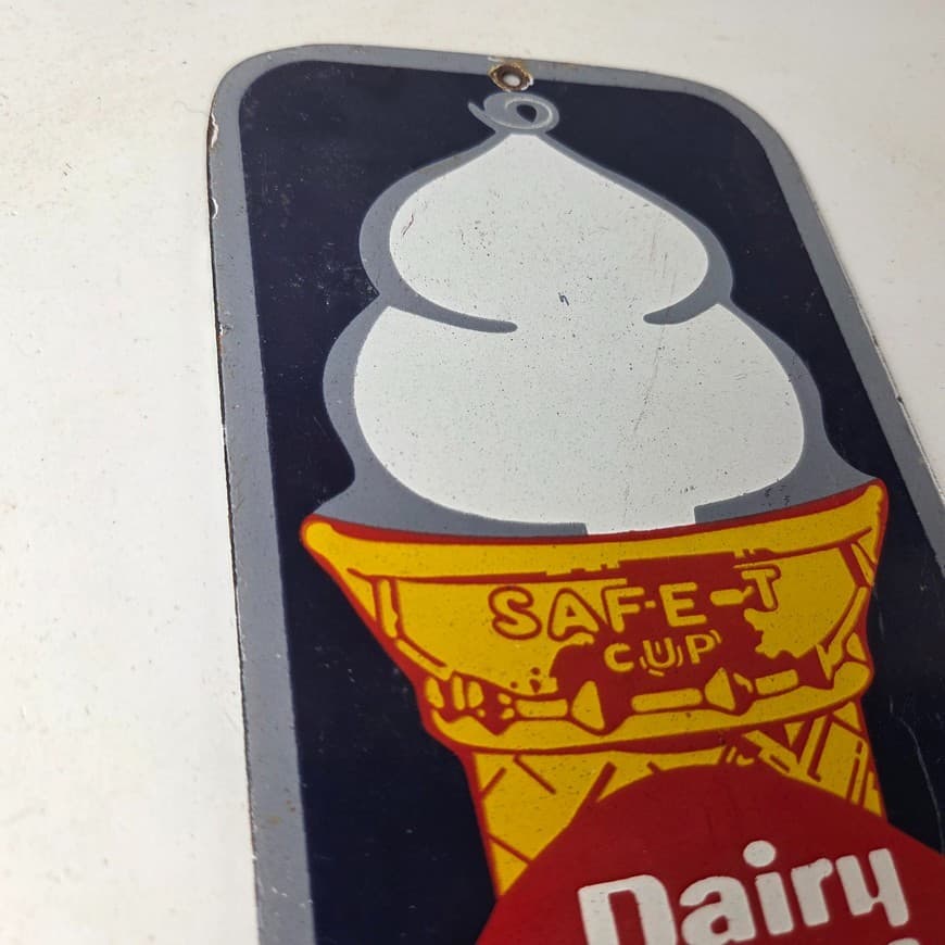 Vintage Old Dairy Queen Sign - Porcelain Diner Gas Pump Sign 4