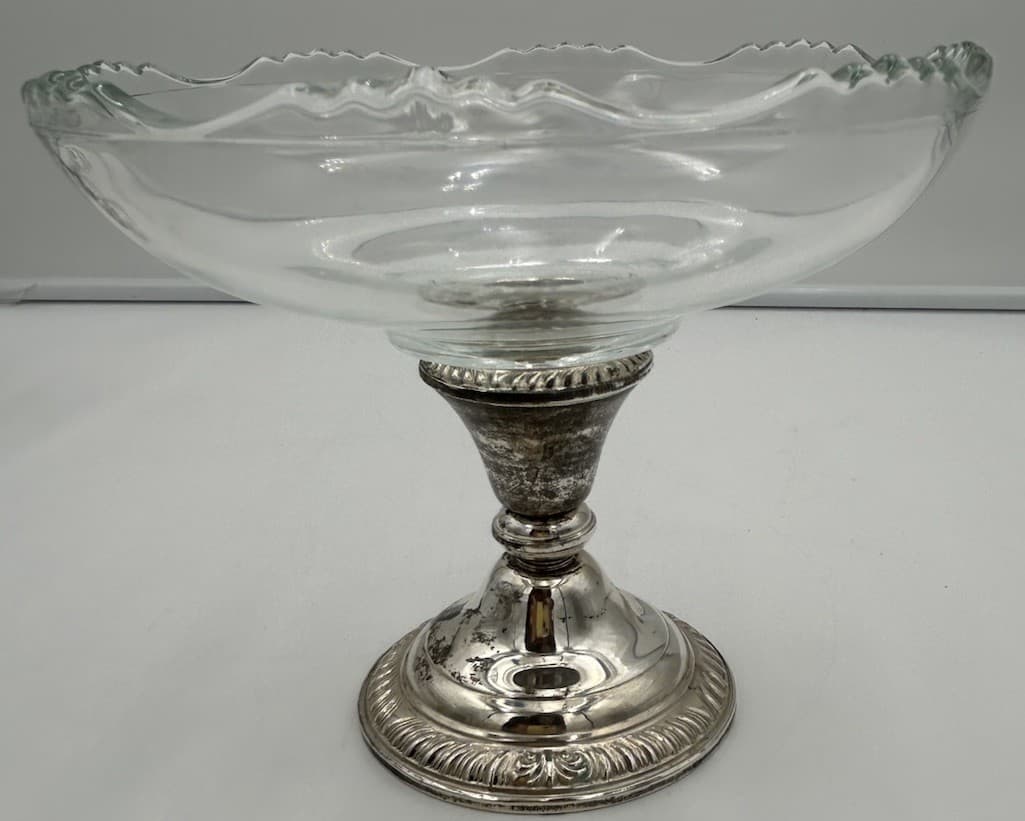 2 Frank M Whiting Sterling Silver 2000 Crystal Compote Bowls Dishes VTG