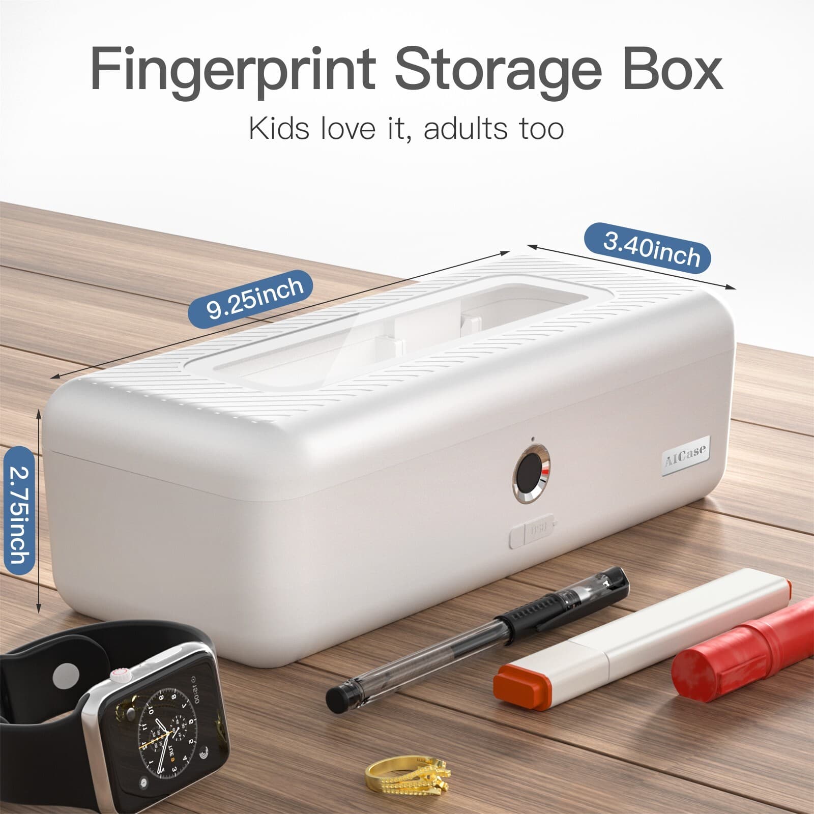 Mini Biometric Fingerprint Storage Box Cash Jewelry Pencil Writing case Safe Box 3