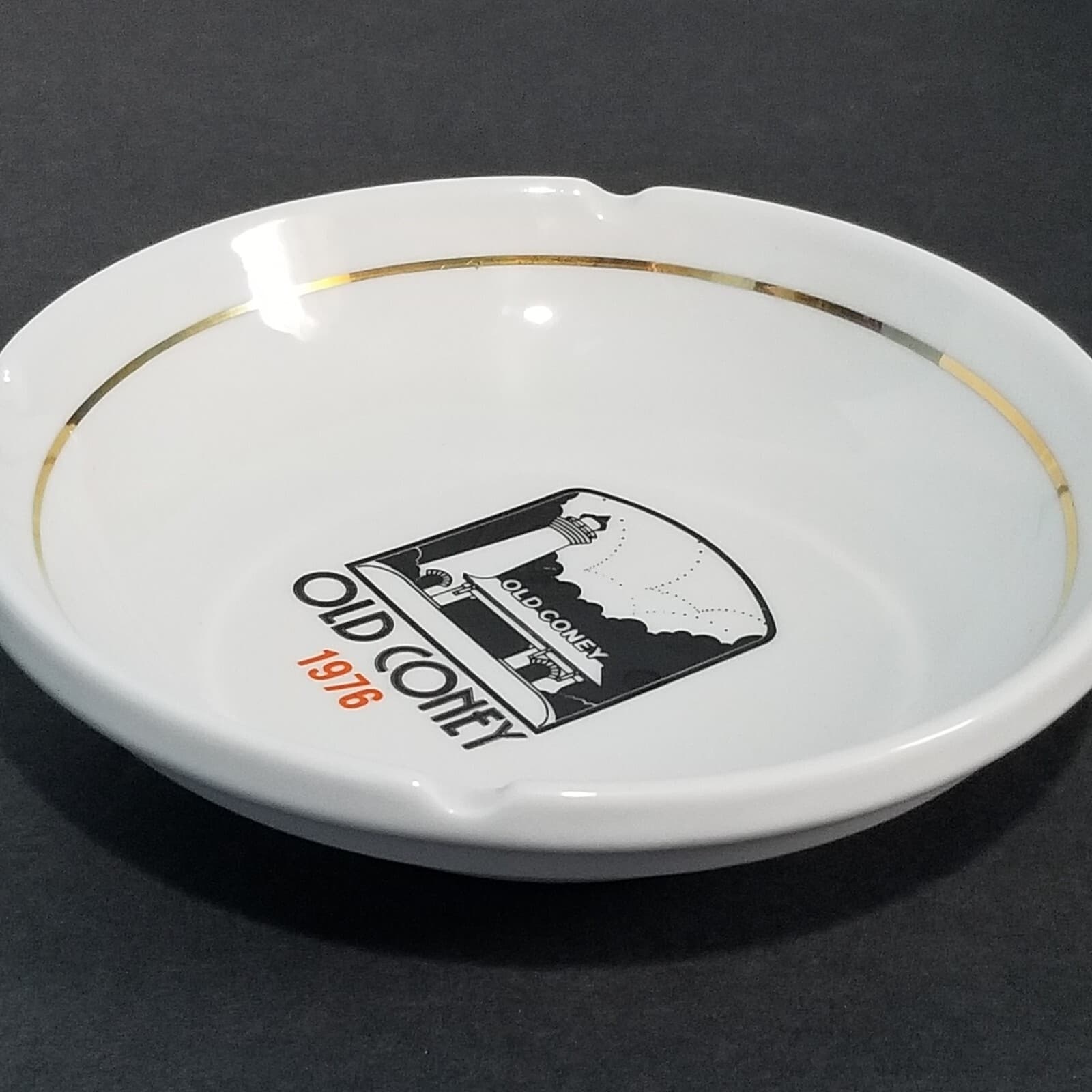 Vintage Cincinnati Ohio 1976 Old Coney Ashtray 7 Inch Round Ceramic  3