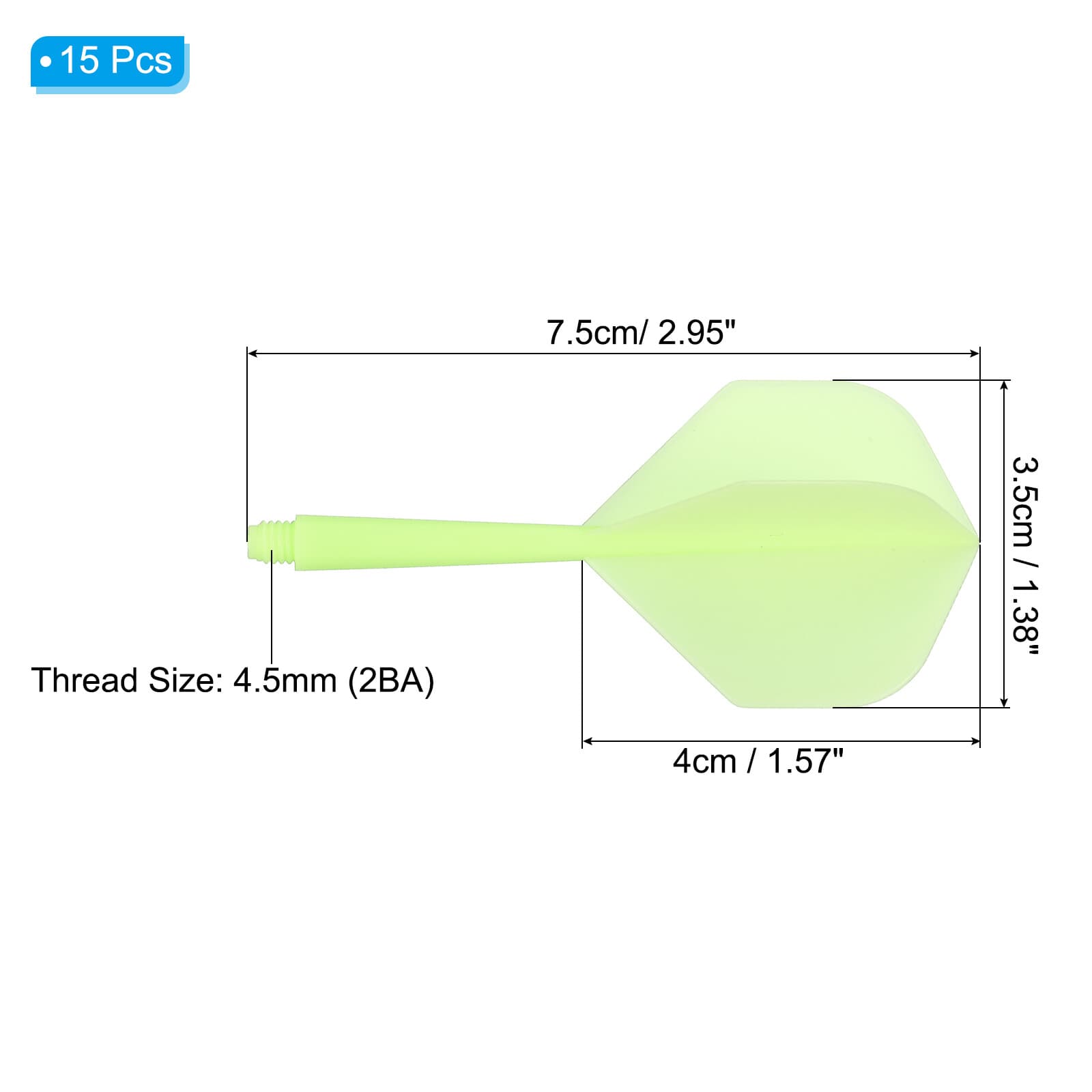 Integrated Dart Shaft and Flights, 15 Pack 2BA Screw Plastic Dart Flights, Green 2